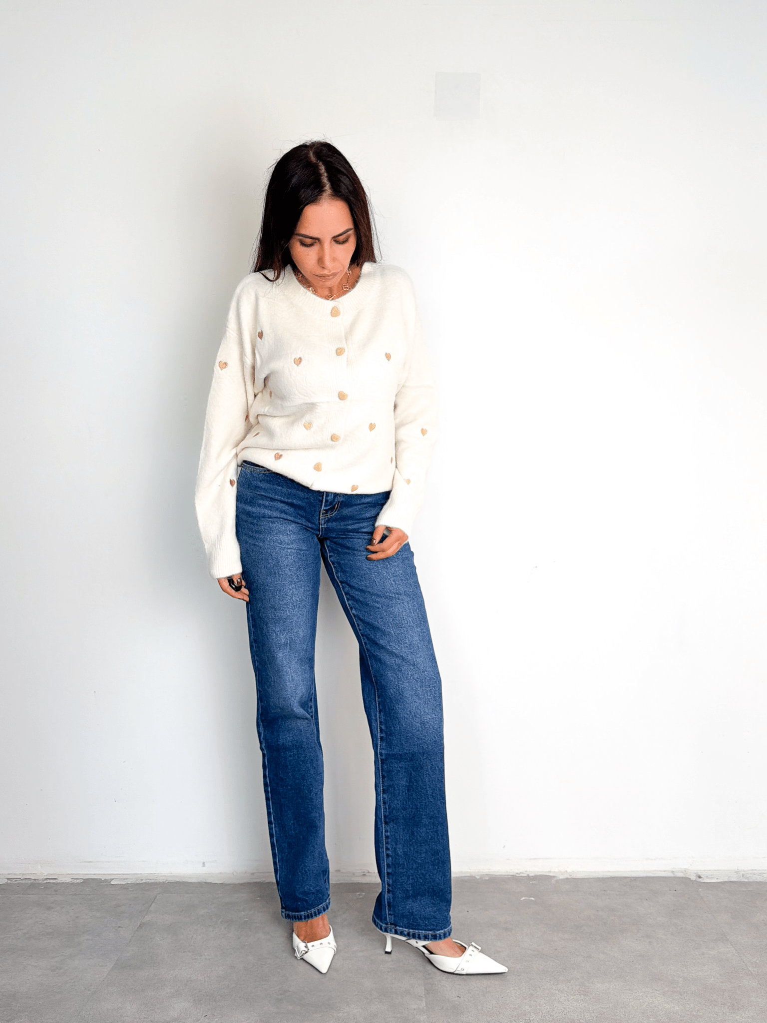 Cardigan Cuoricini - Burro e Oro - SAINTH