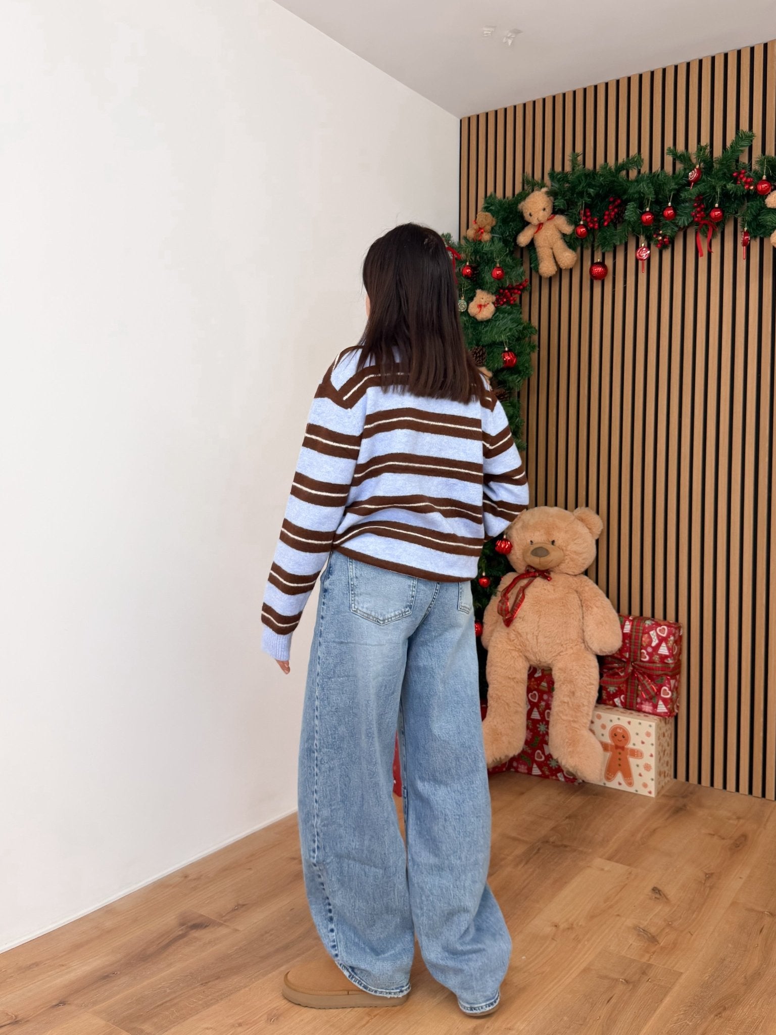 Pull Polo Righe - Celeste e Marrone - SAINTH