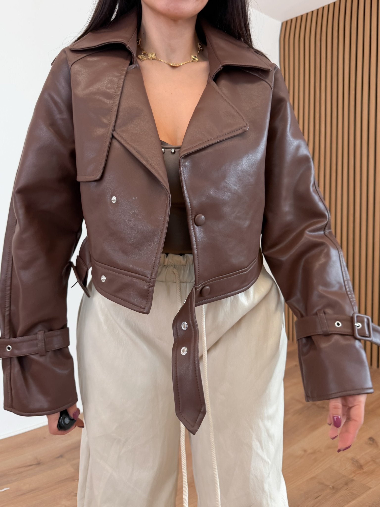 Biker Crop Ecop - Marrone - SAINTH