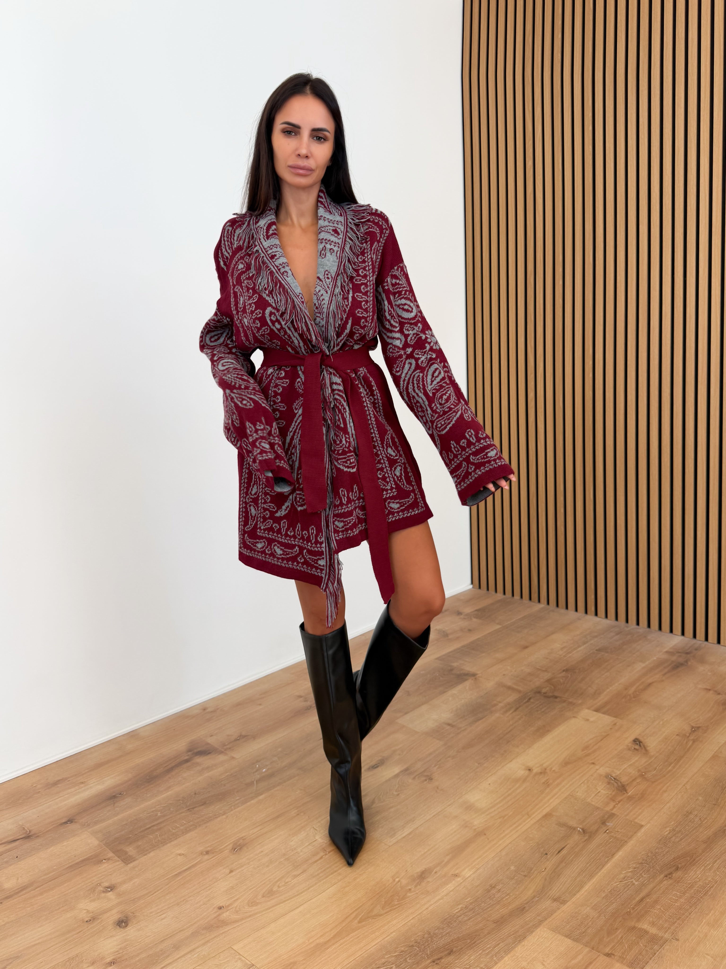 Cardigan Azteco - Bordeaux Grigio