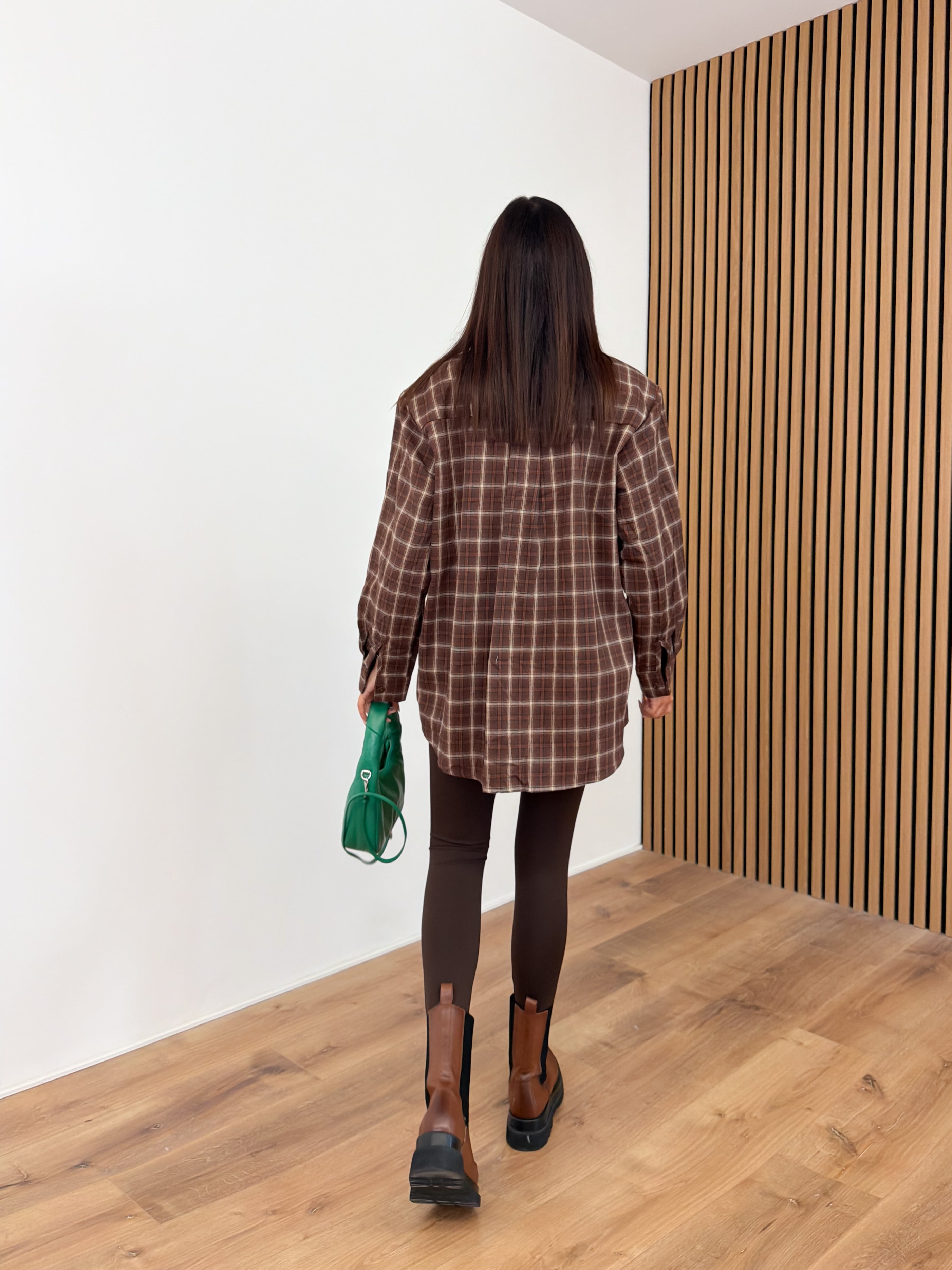 Camicia Check Spallona - Marrone