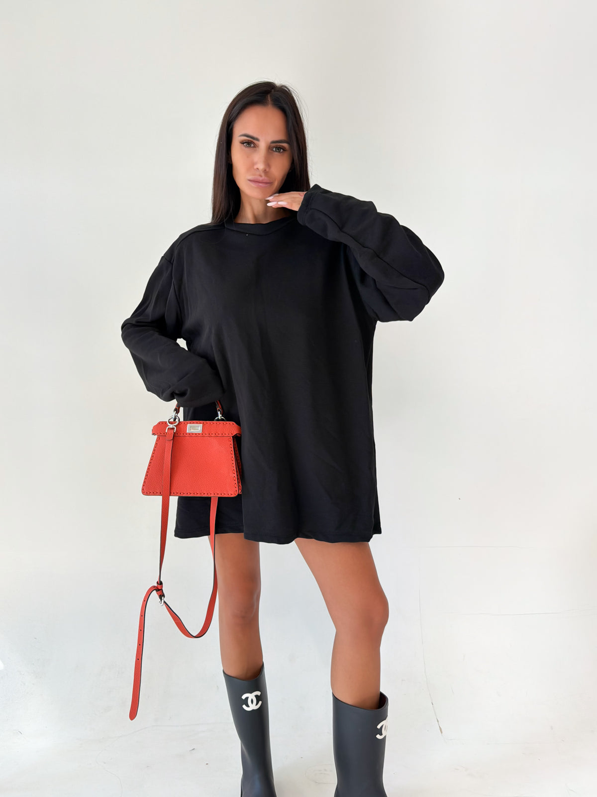Felpa Maxi Spalla - Nera