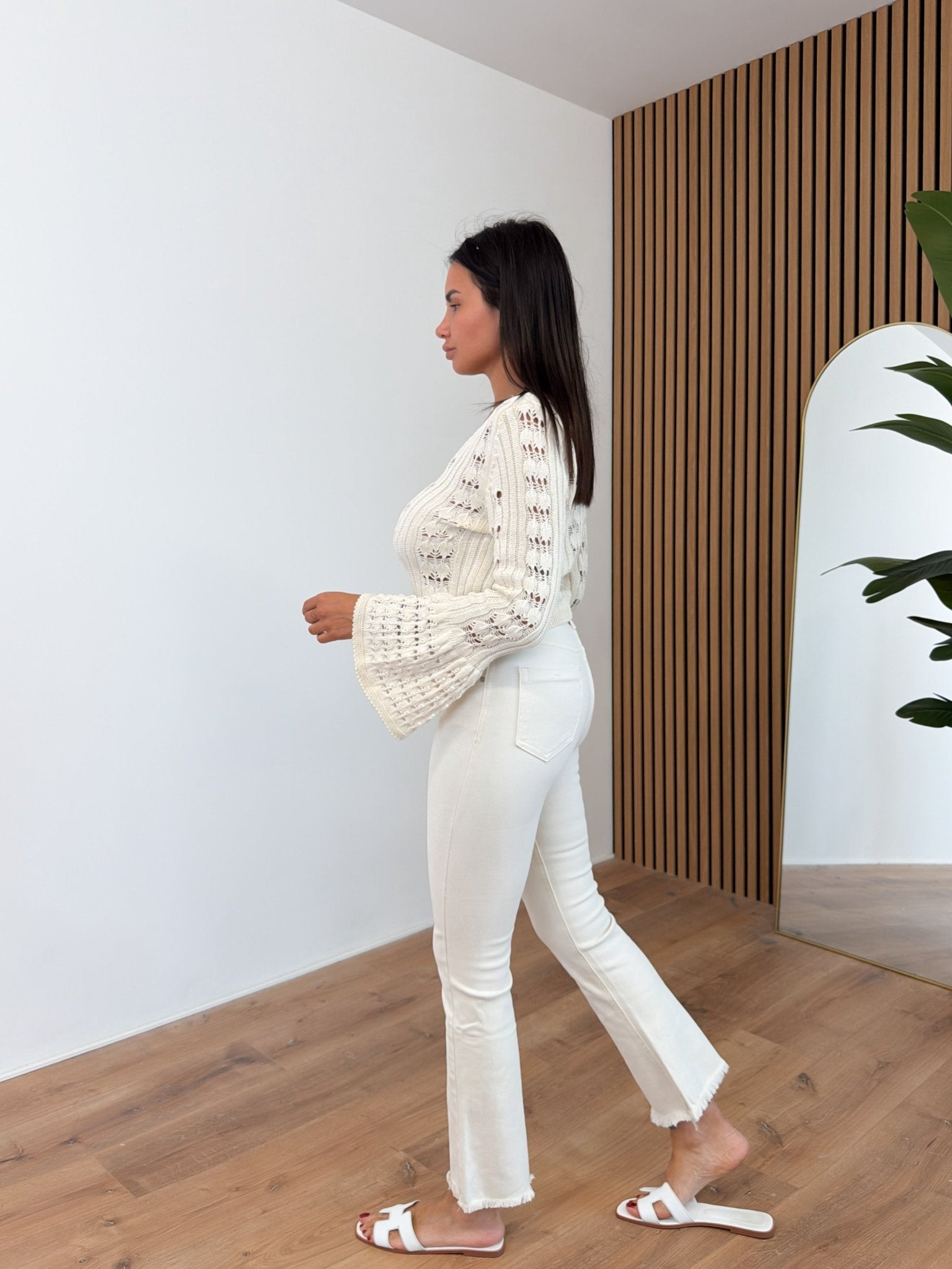 Cardigan Crop Traforato - Panna - SAINTH