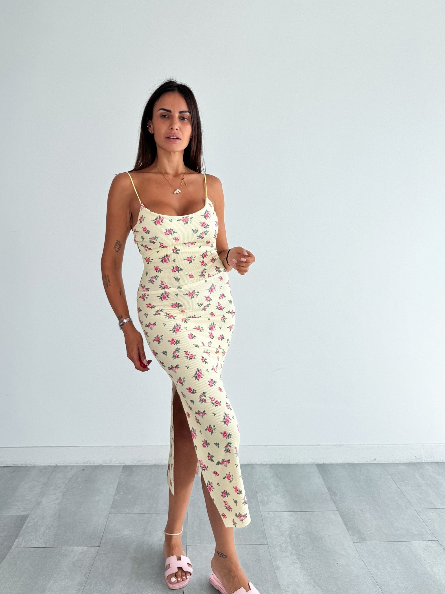 Abito Costine Roselline - Giallo - SAINTH