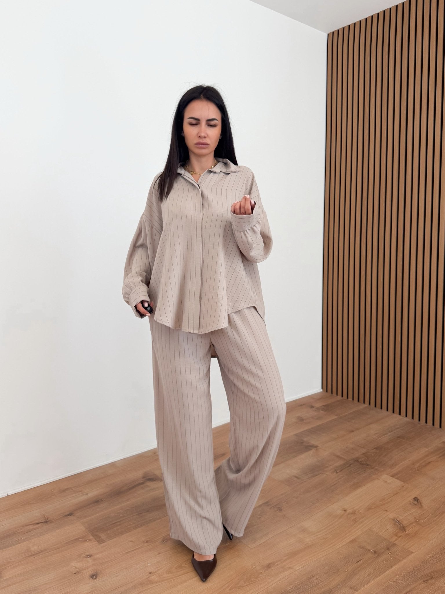 Coordinato Gessato Comfy - Beige - SAINTH