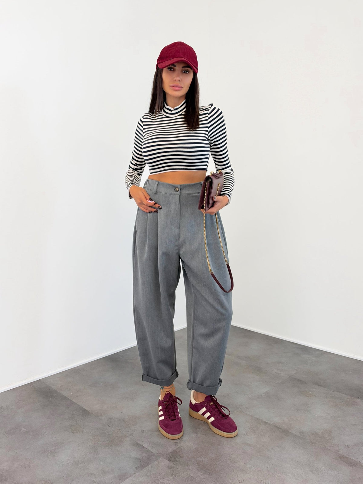 Maglia Crop Linee - Bianca Nera - SAINTH
