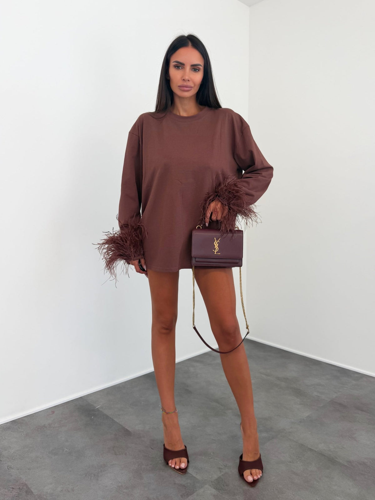 Maxi Maglia Piume - Marrone - SAINTH