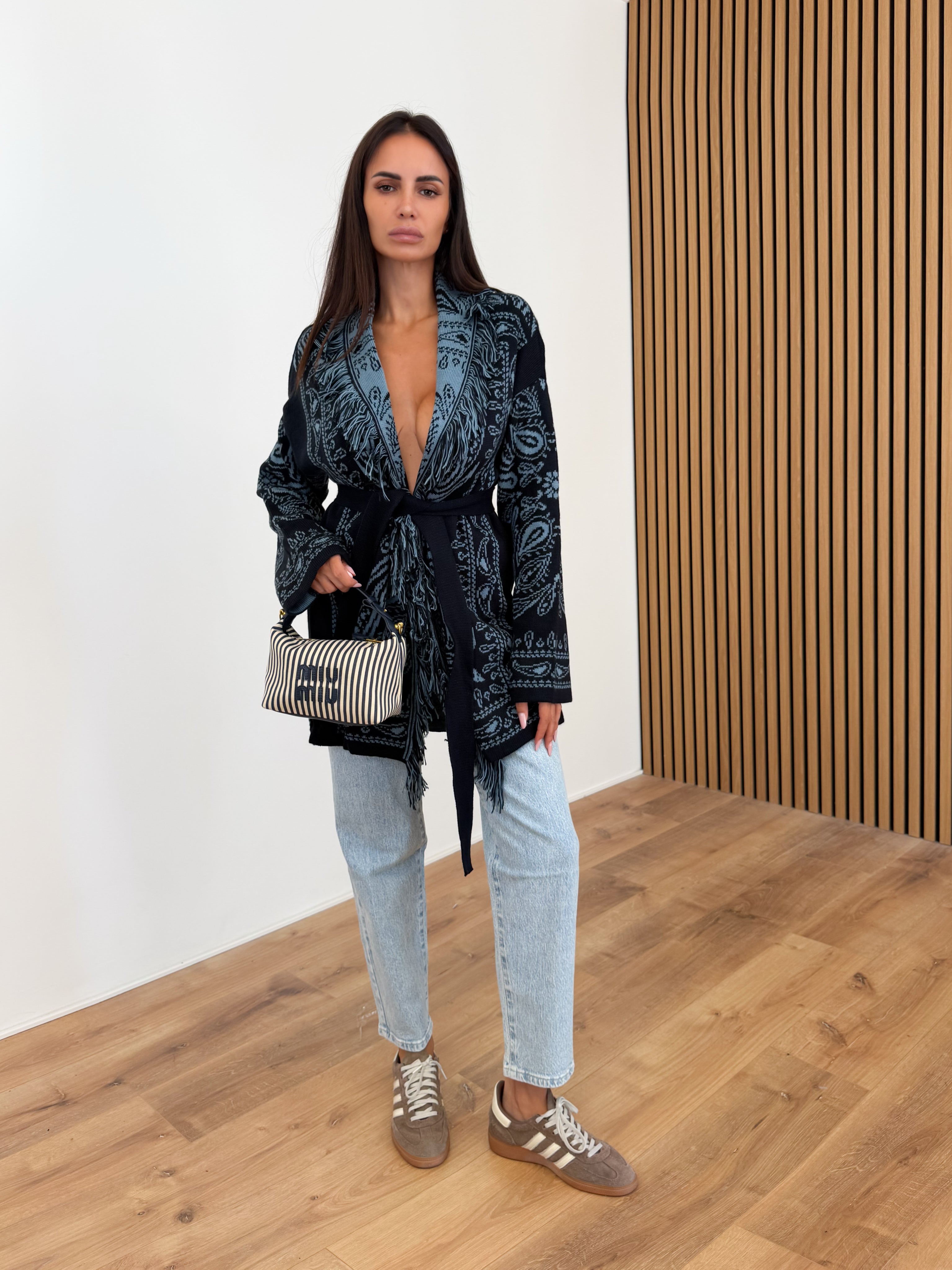 Cardigan Azteco - Blu Celeste