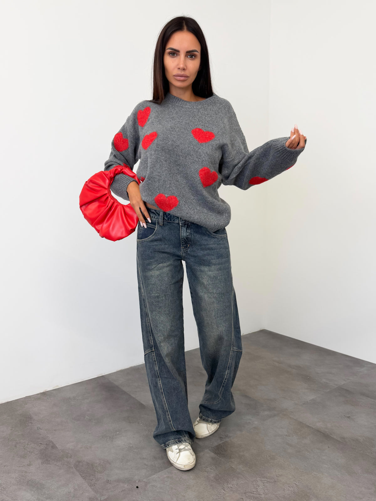 Pull Cuori - Grigio