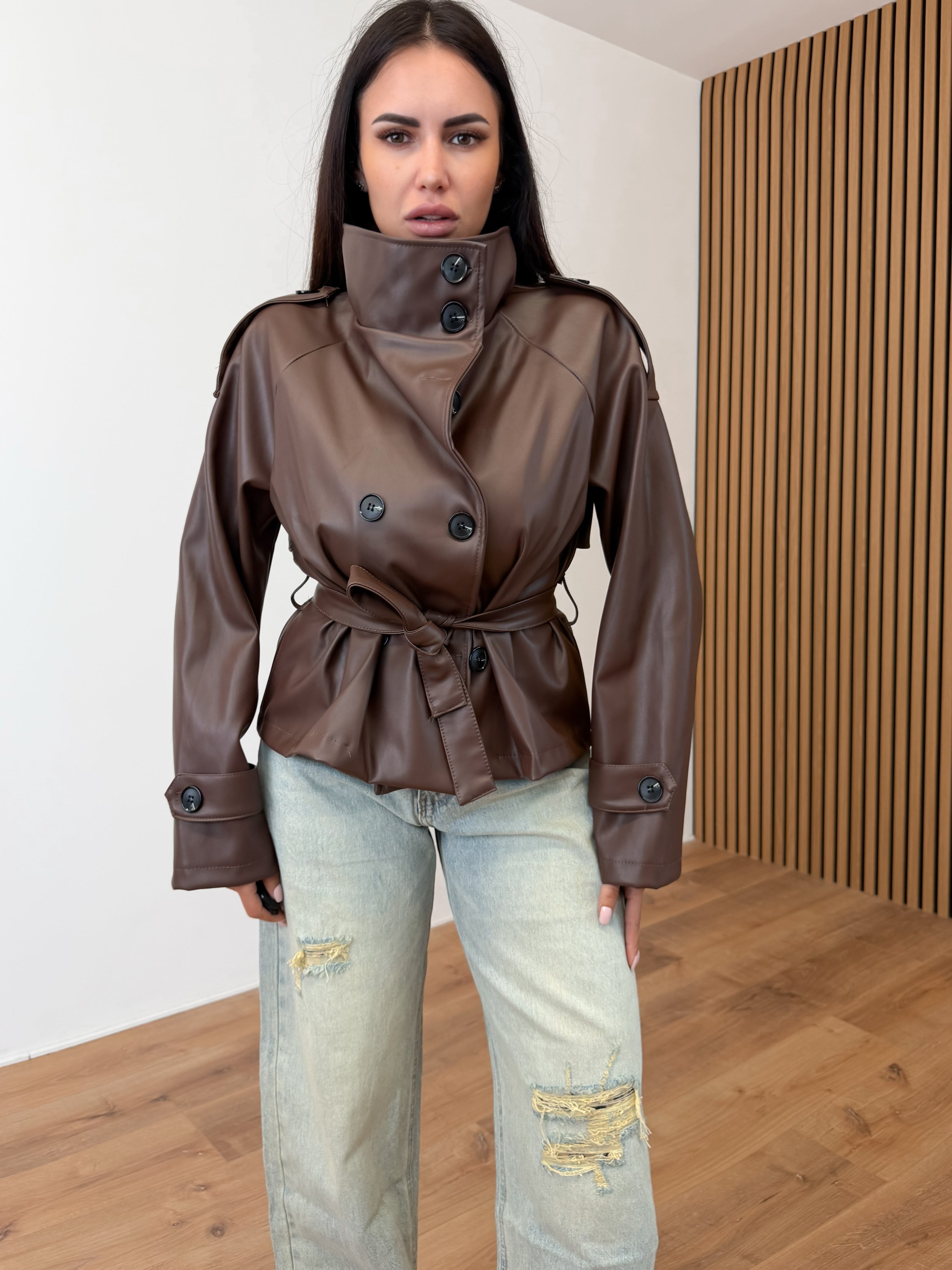 Trench Collo Alto - Marrone