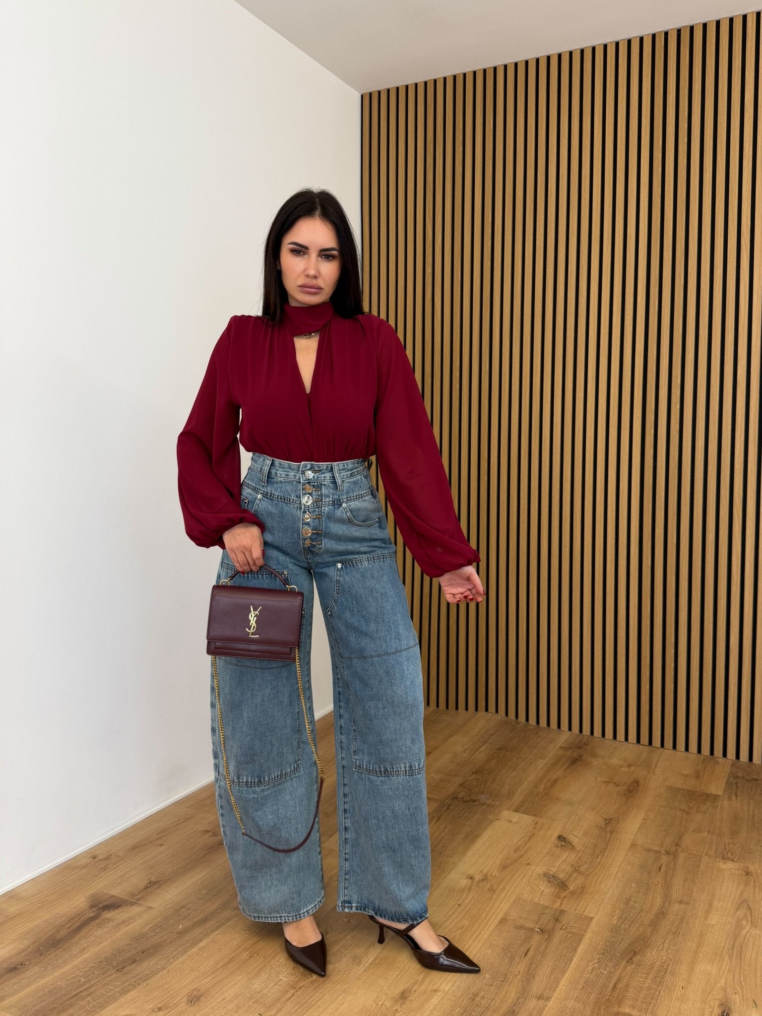 Blusa Georgette - Bordeaux - SAINTH