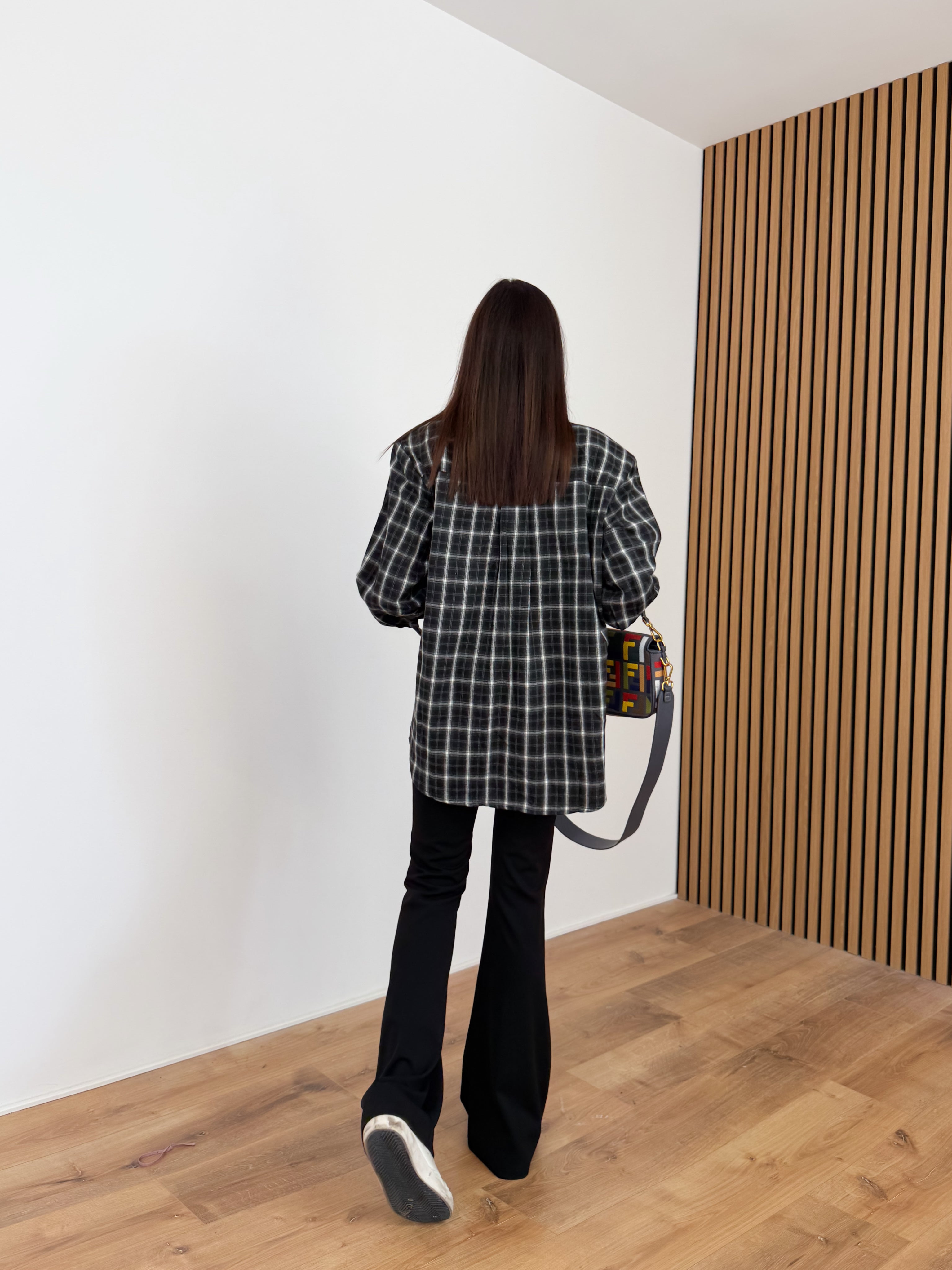 Camicia Check Spallona - Nera