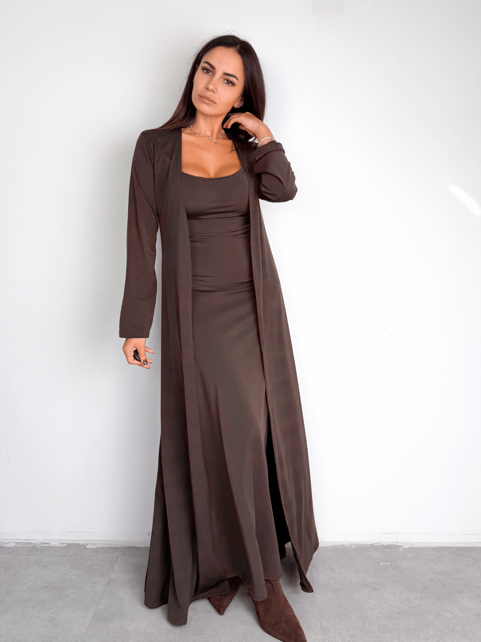 Set Abito + Cardigan - Marrone - SAINTH