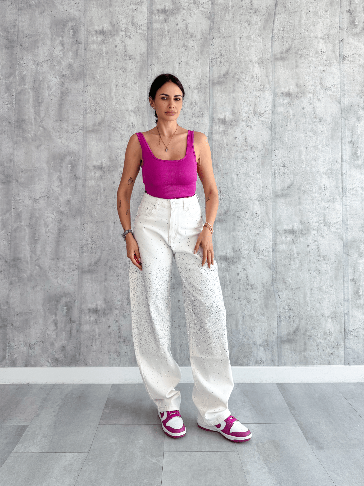 Jeans Baggy Diamonds - Bianco - SAINTH