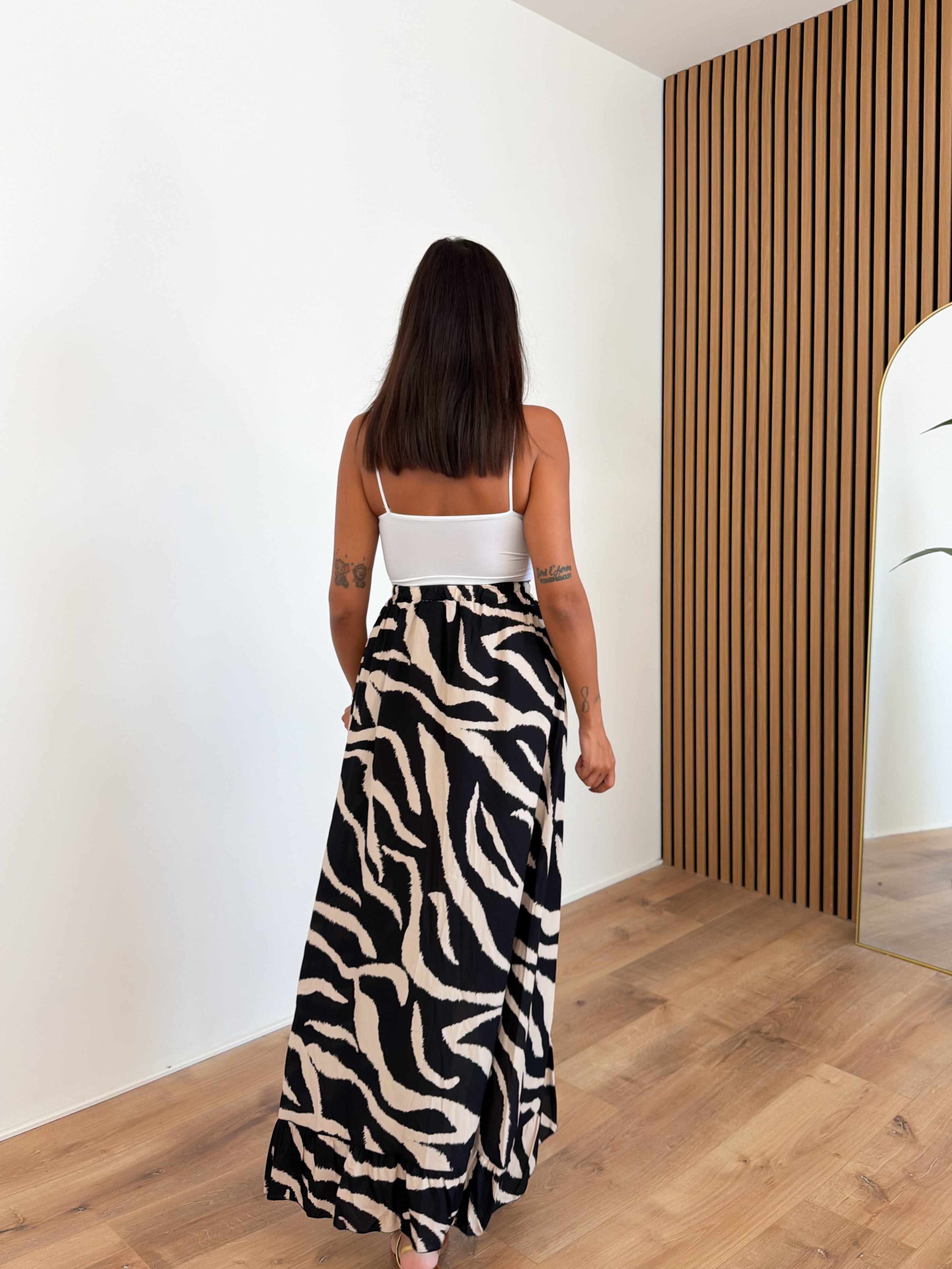 Gonna Long Animalier - Zebra Nero