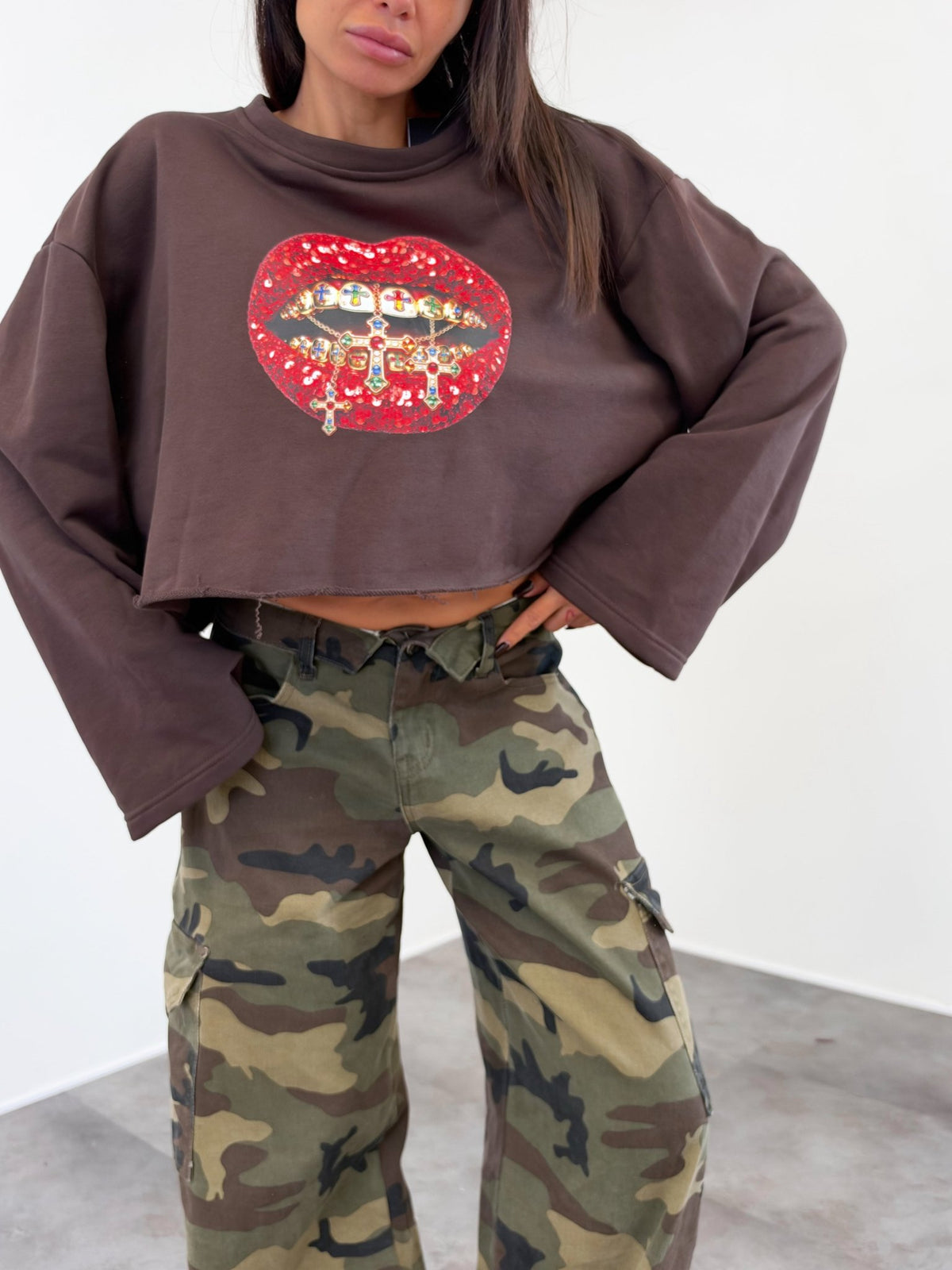 Felpa Mouth - Marrone - SAINTH