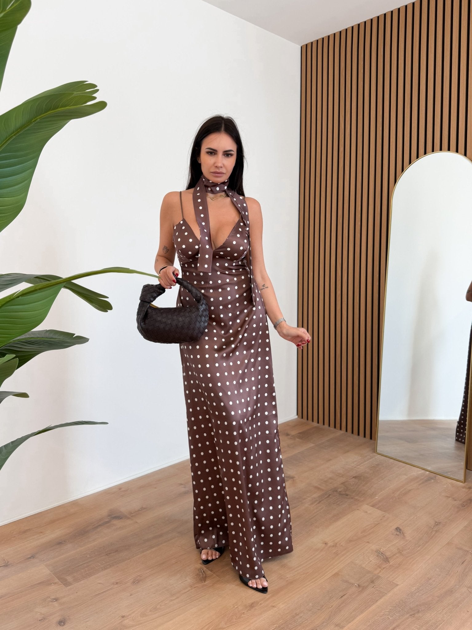 Abito Dalia - Pois Marrone - SAINTH