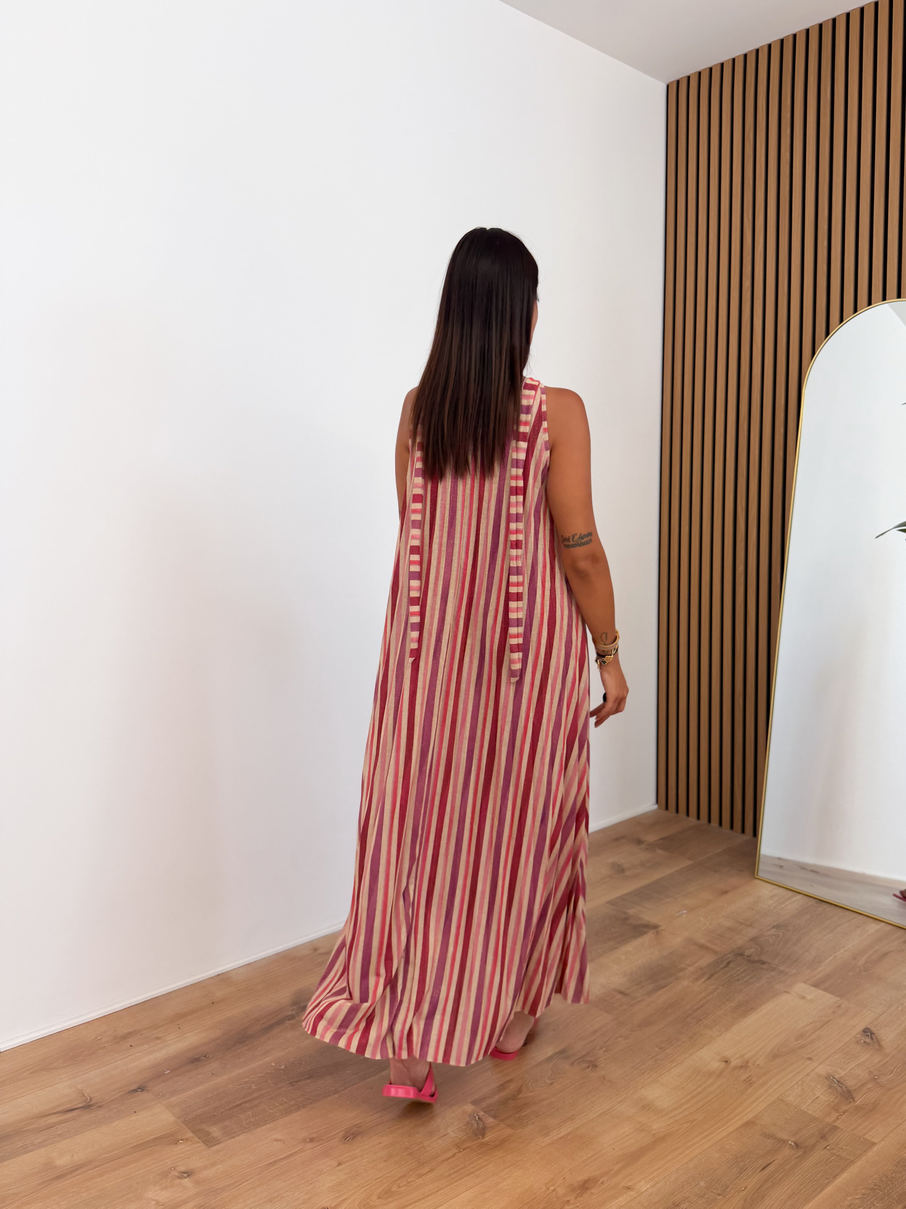 Abito Ventaglio - Magenta Beige