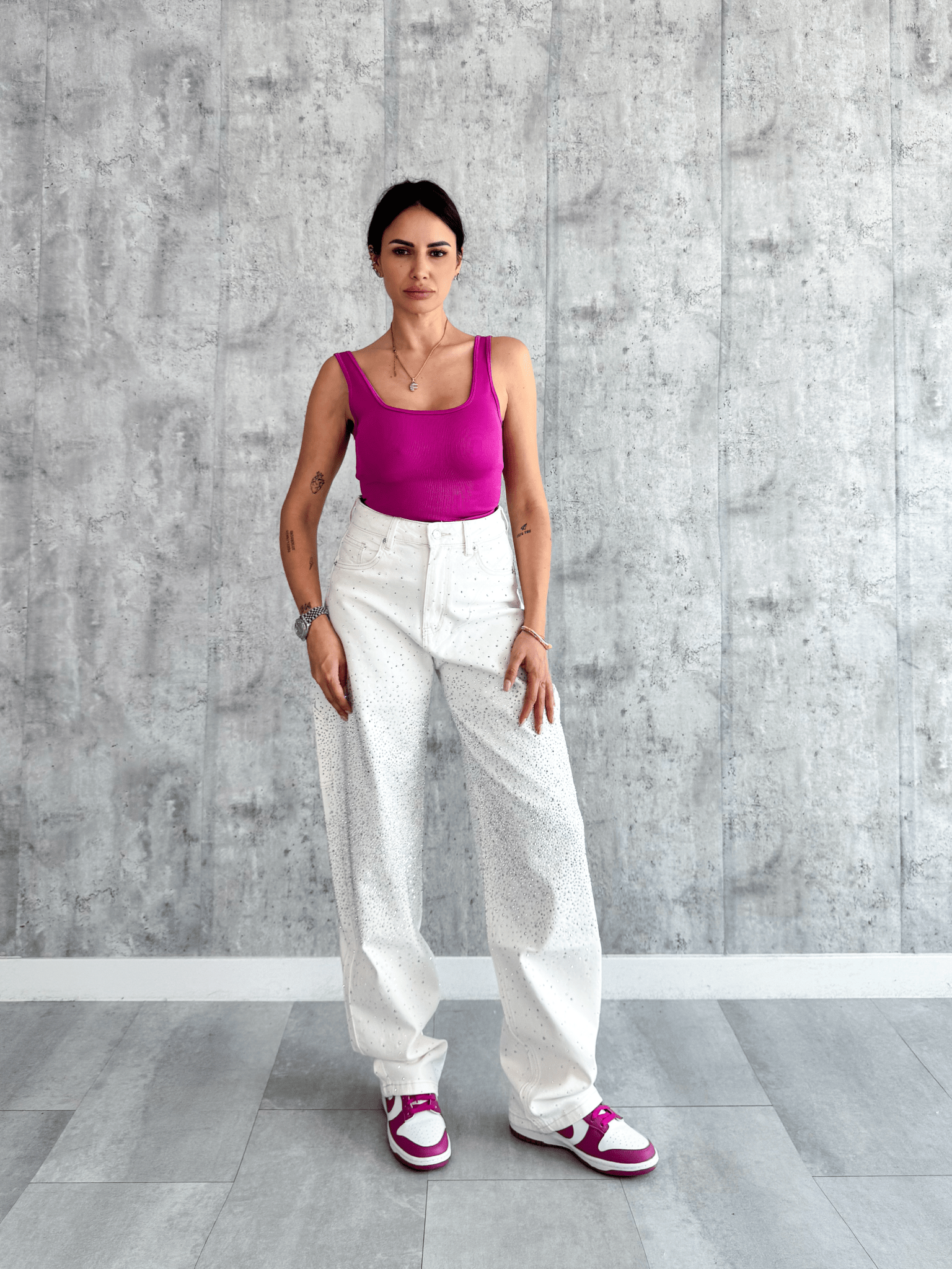 Jeans Baggy Diamonds - Bianco - SAINTH