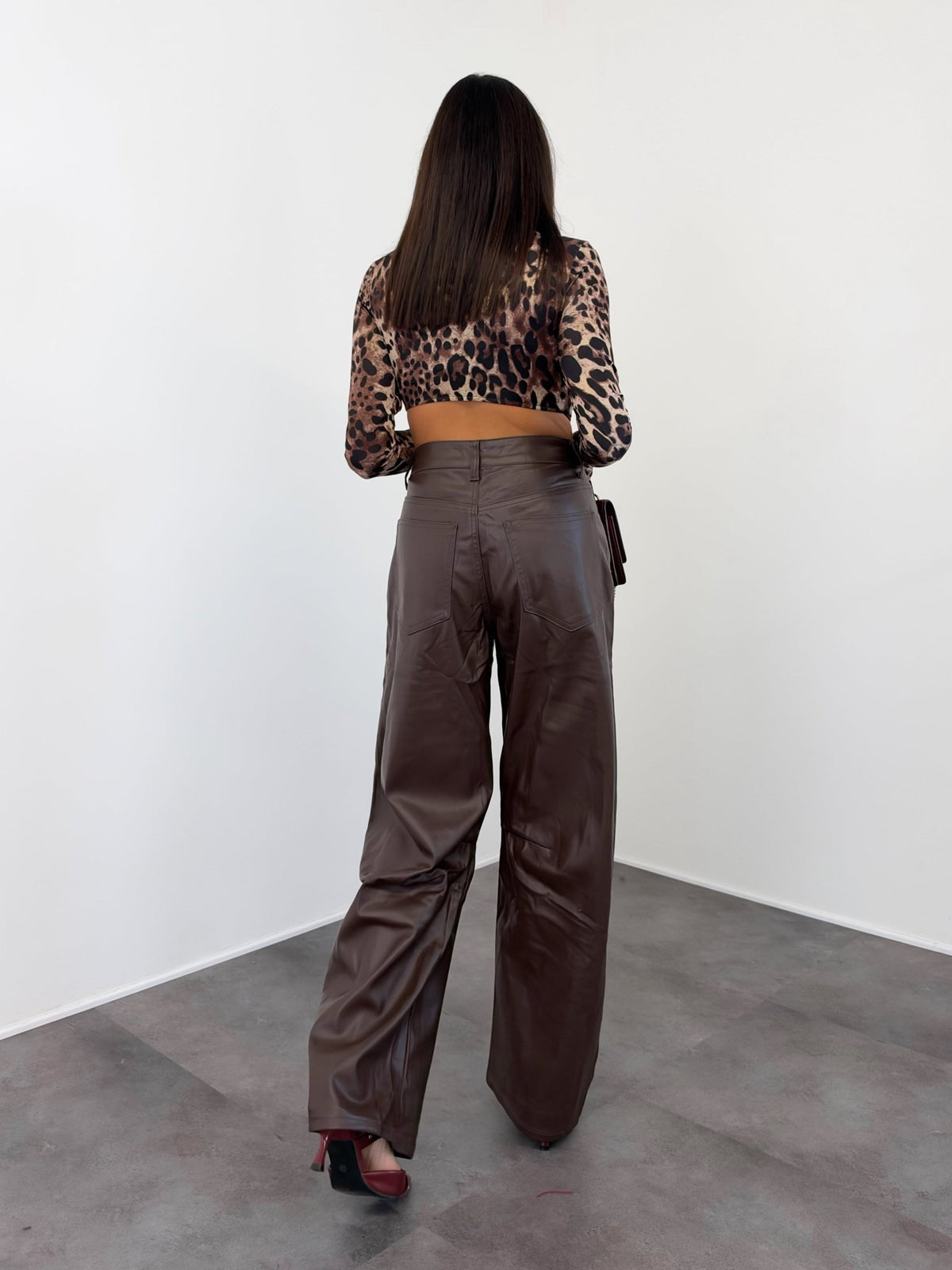 Pantalone Casual Ecopelle - Marrone - SAINTH