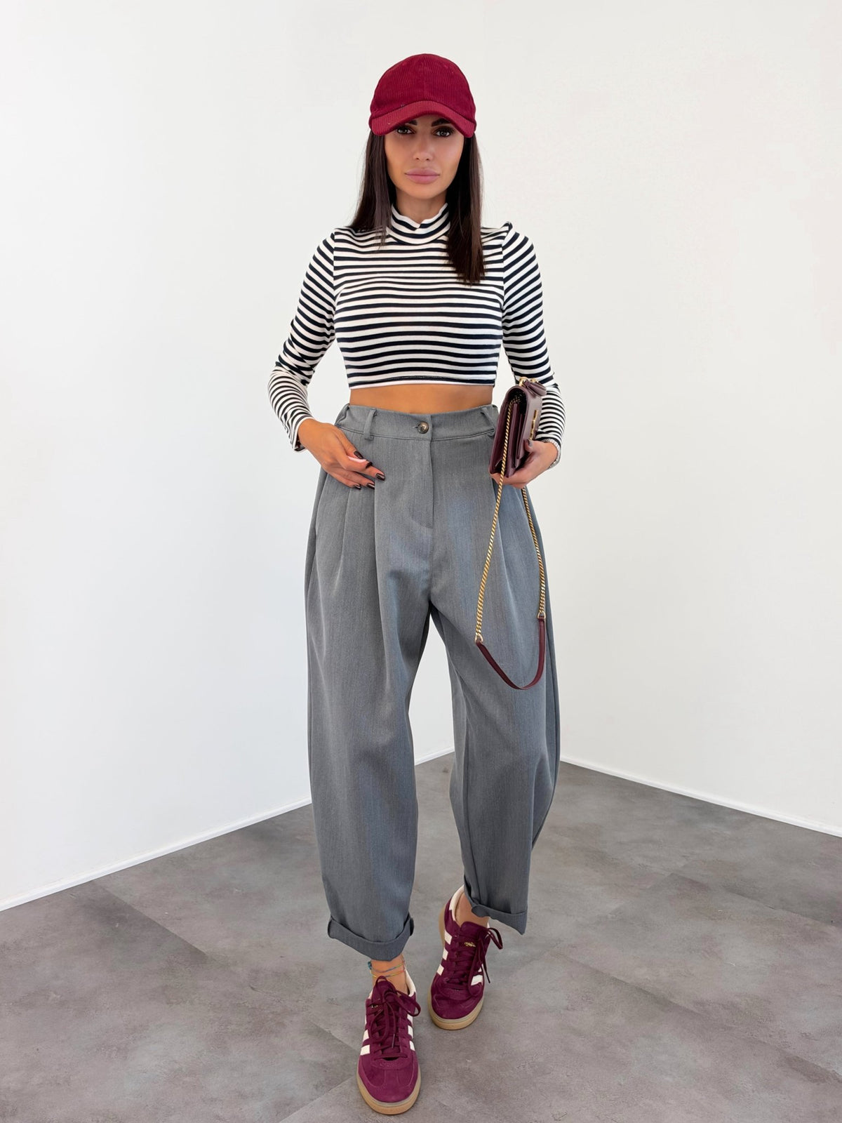 Maglia Crop Linee - Bianca Nera - SAINTH