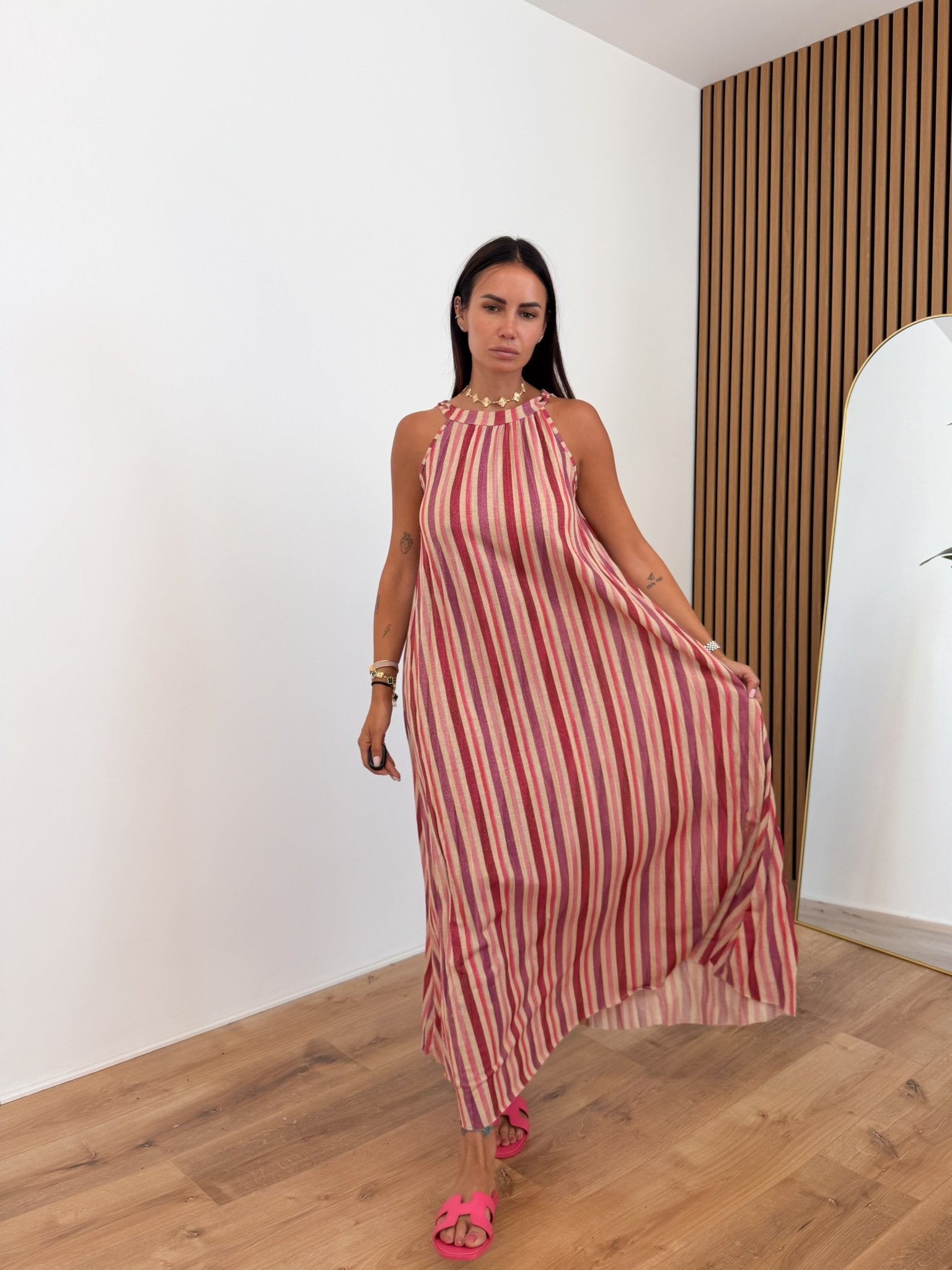 Abito Ventaglio - Magenta Beige - SAINTH
