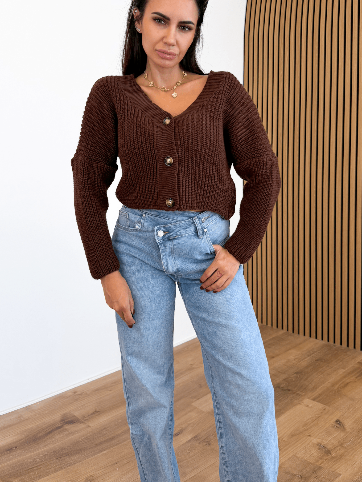 Cardigan Crop - Marrone - SAINTH