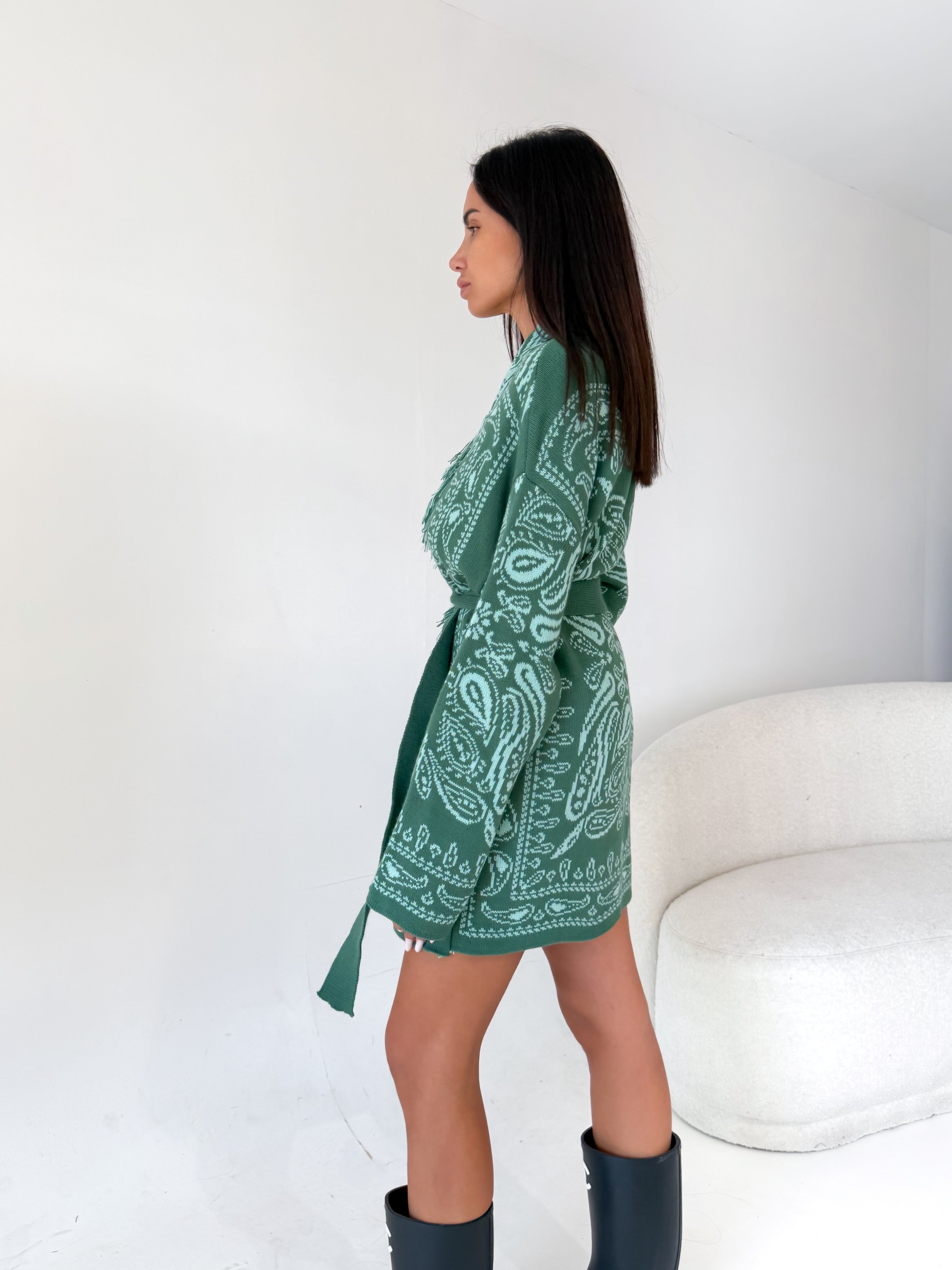 Cardigan Azteco - Verde Bottiglia