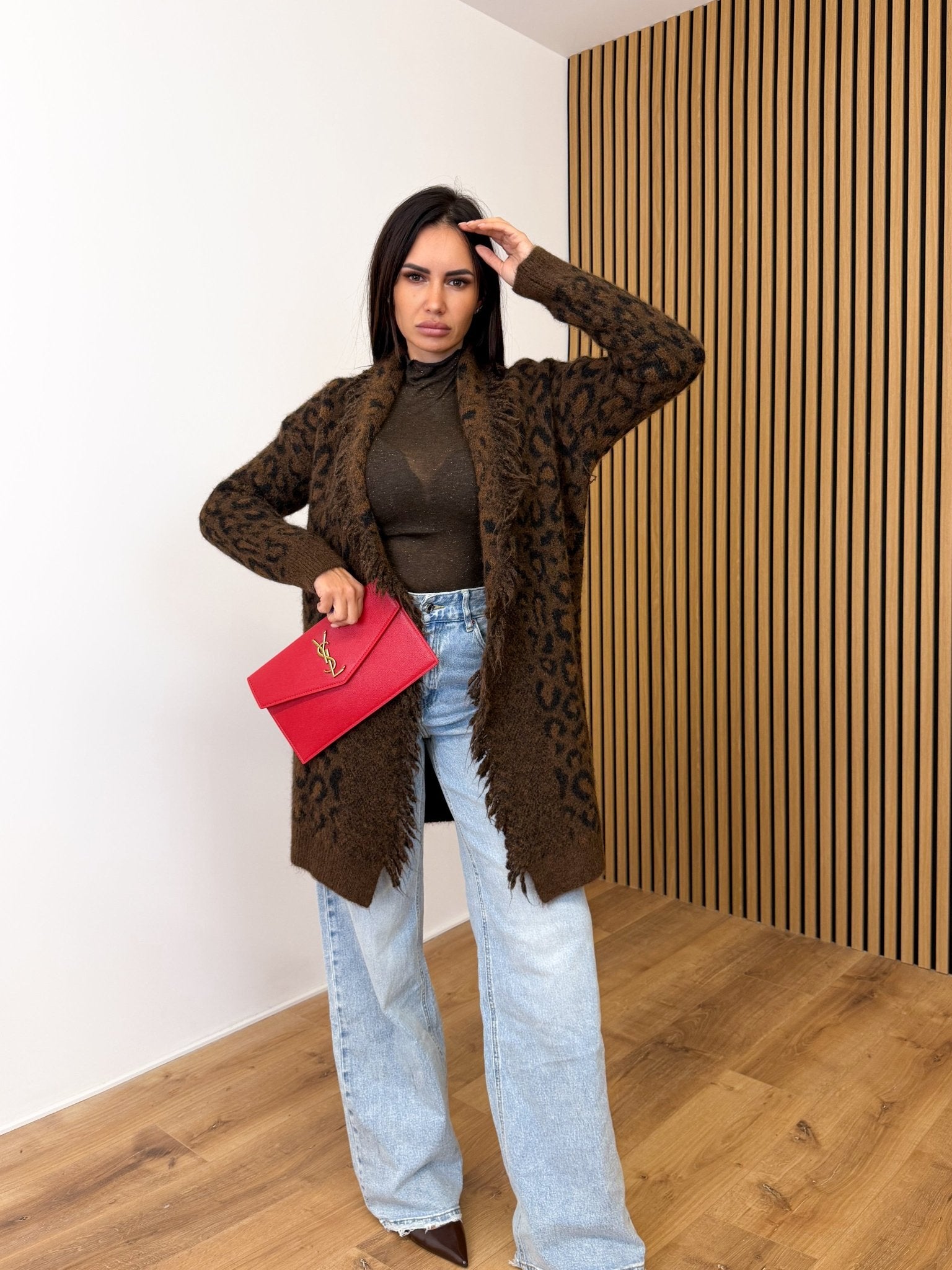 Cardigan Frange - Leopardato Scuro - SAINTH