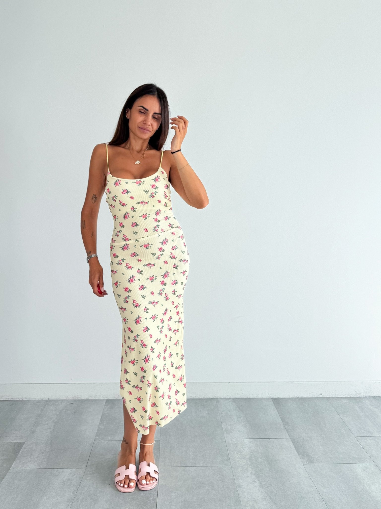 Abito Costine Roselline - Giallo - SAINTH