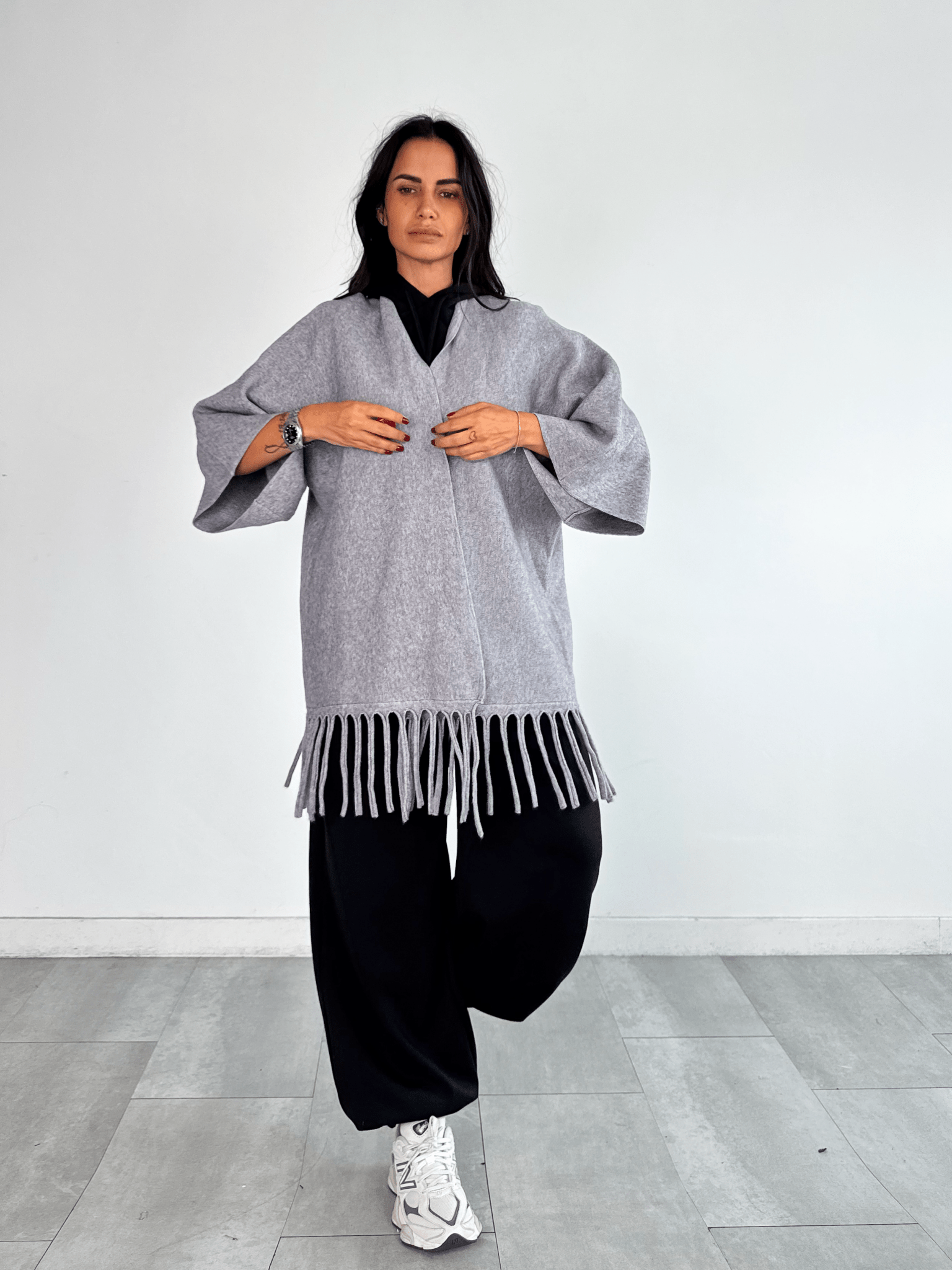 Cardigan Frange - Grigio - SAINTH