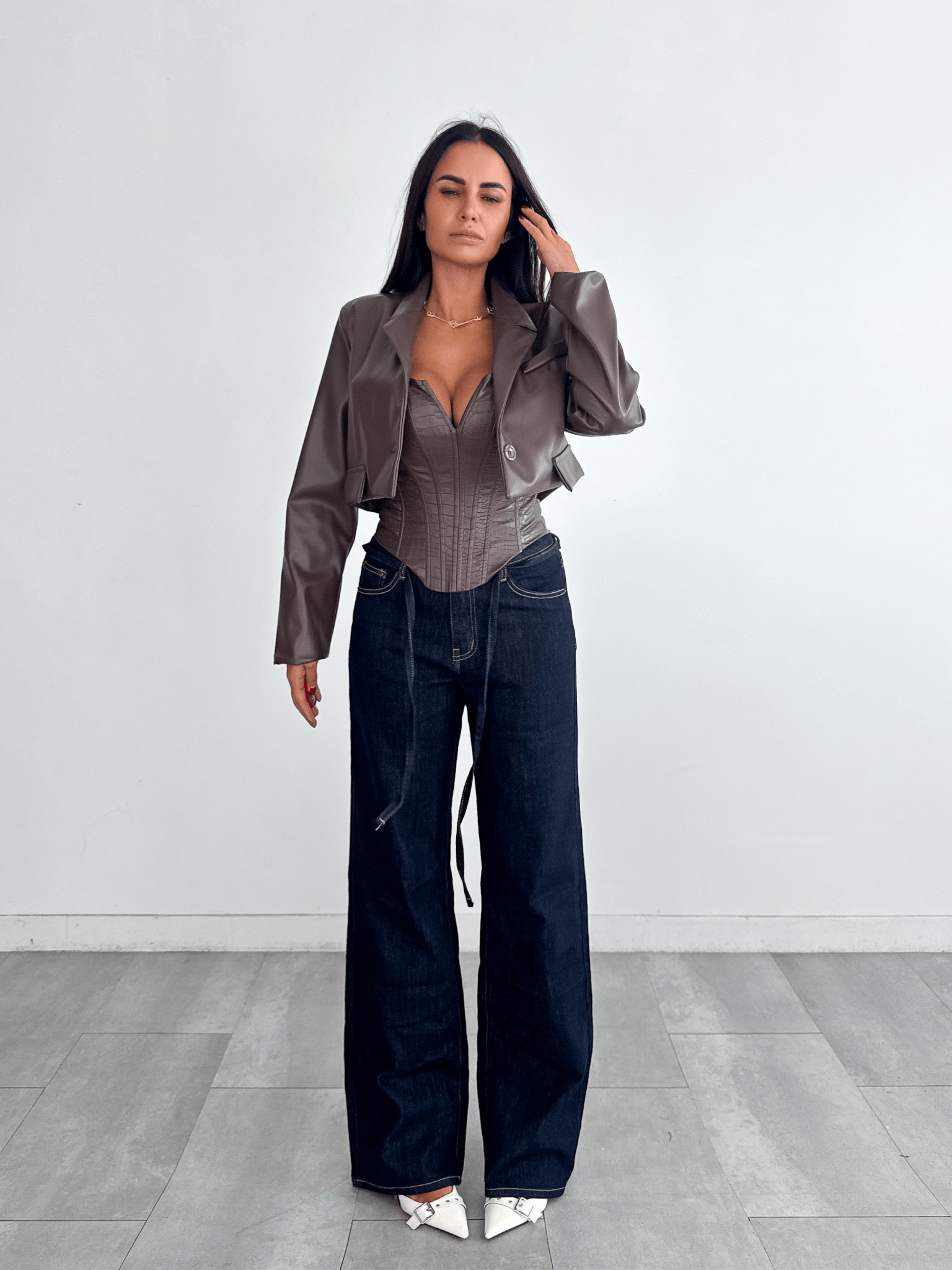 Blazer Ecopelle Crop - Marrone - SAINTH