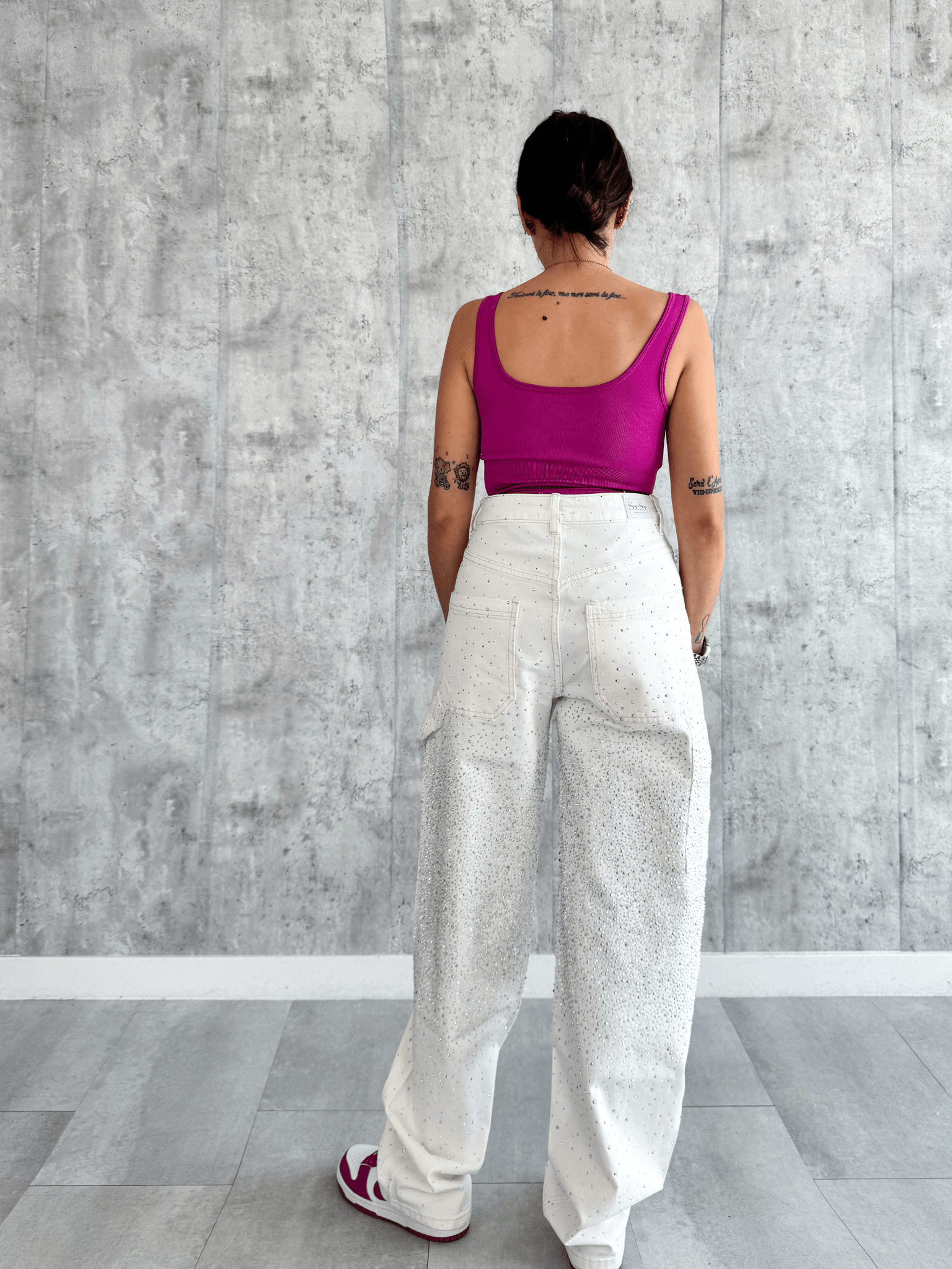 Jeans Baggy Diamonds - Bianco - SAINTH