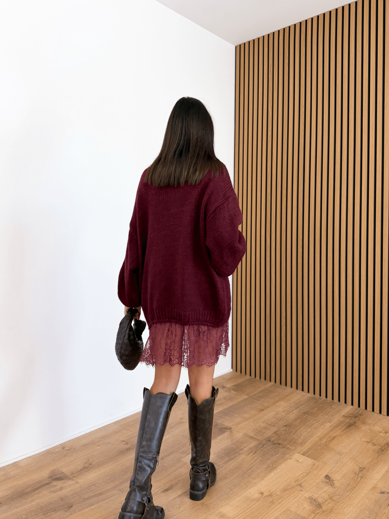 Abito Pull Pizzo - Bordeaux - SAINTH