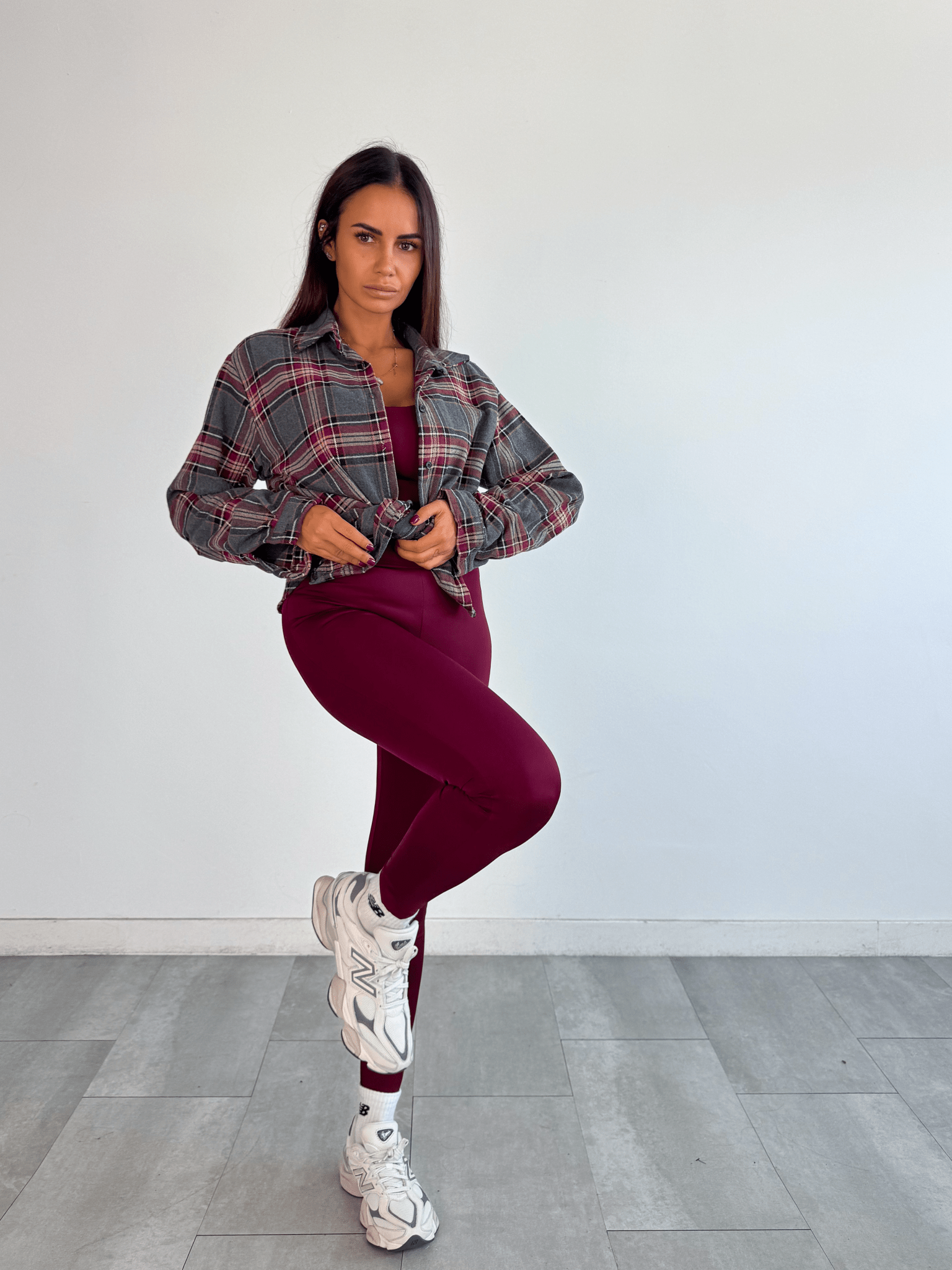 Camicia Wool - Grigio e Bordeaux - SAINTH