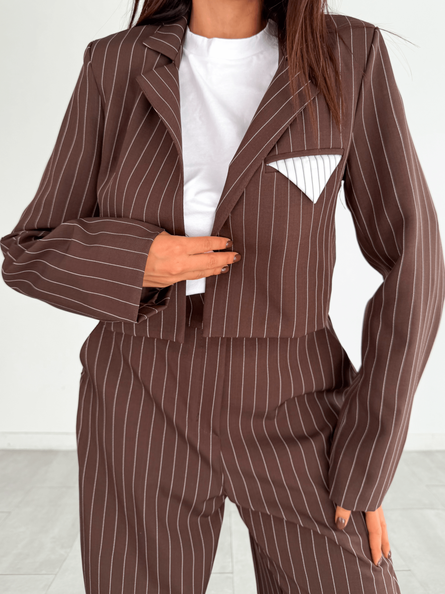 Completo Pocket Gessato - Marrone - SAINTH