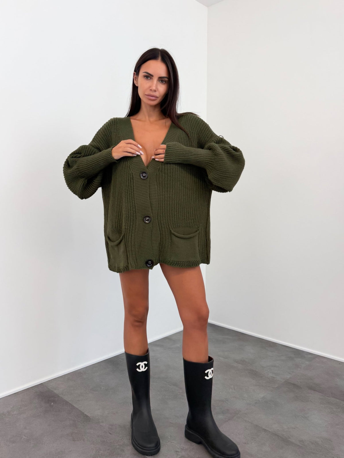 Maxi Cardigan - Army Green - SAINTH