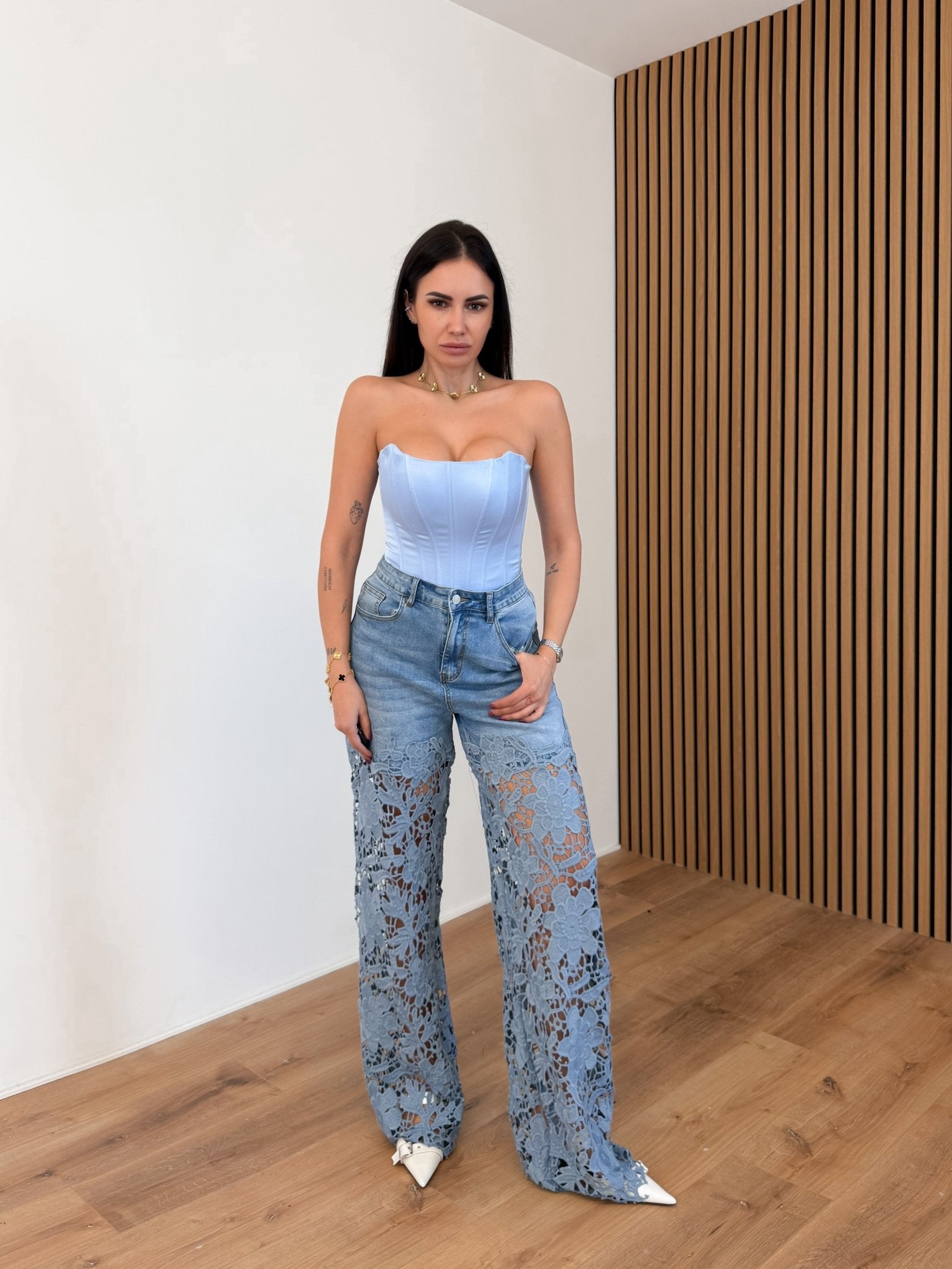 Jeans Mix Pizzo - Denim - SAINTH