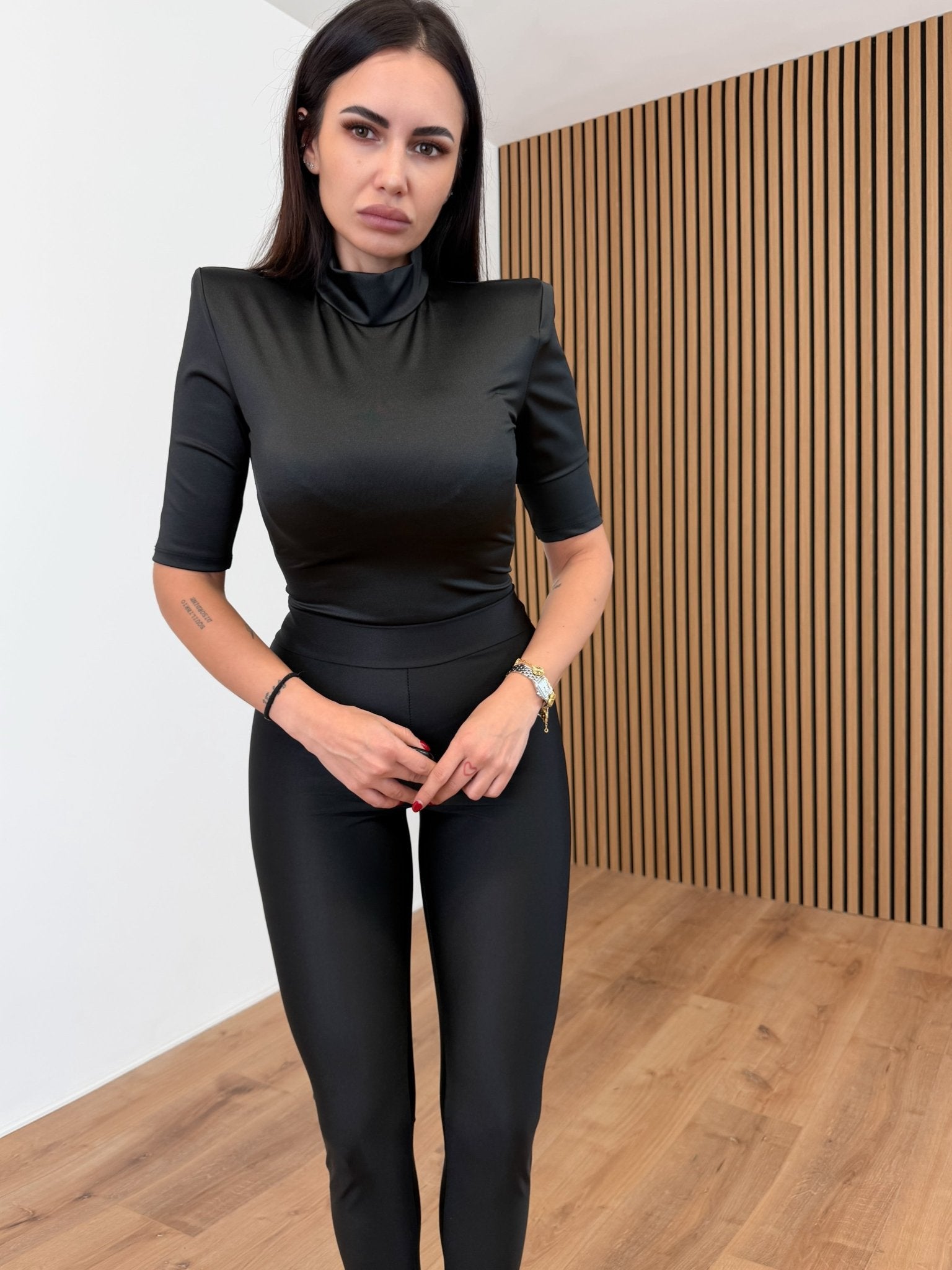 Leggings Metal Staffa - Nero - SAINTH