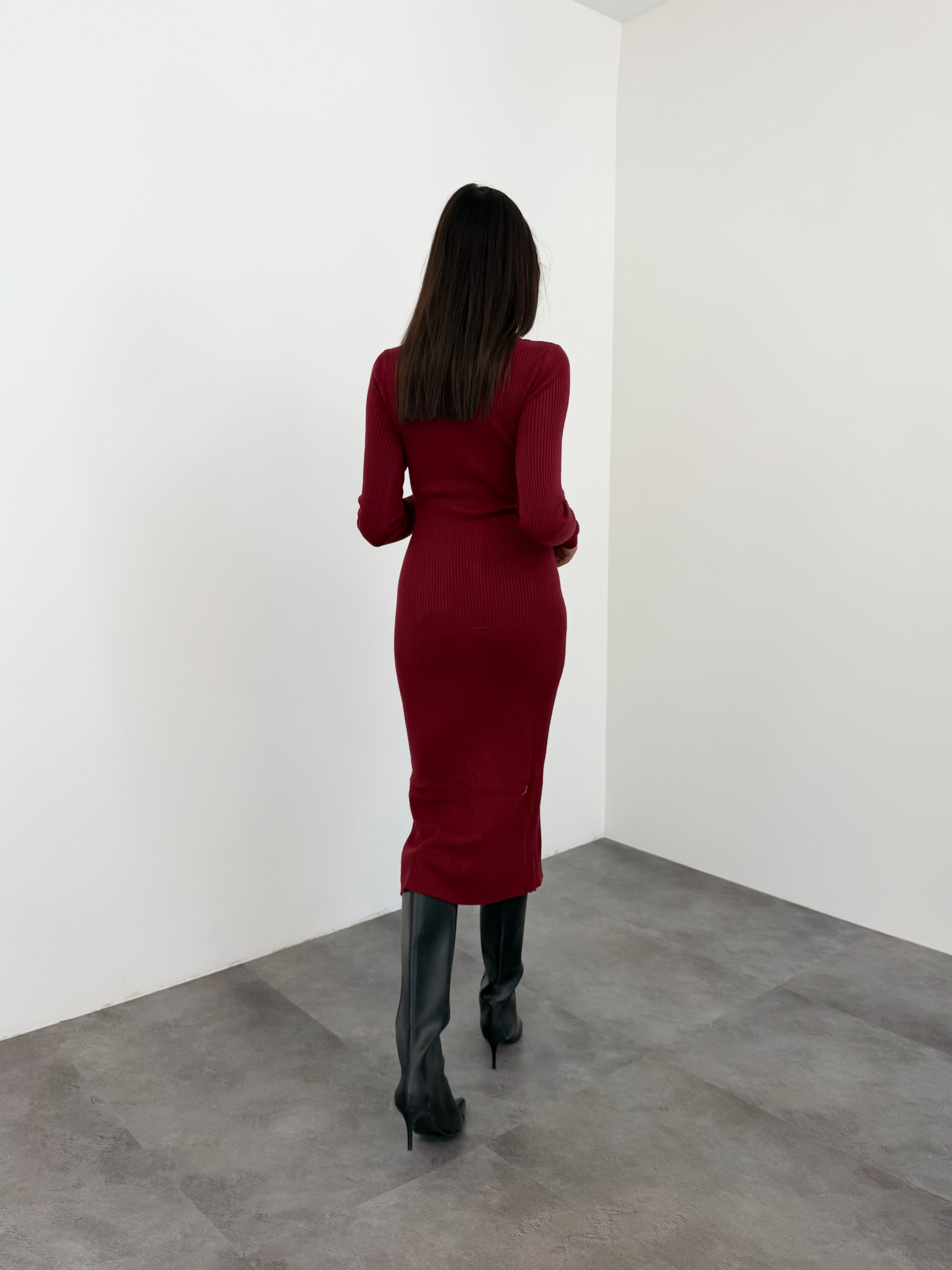 Abito Pull Bottoncini - Bordeaux