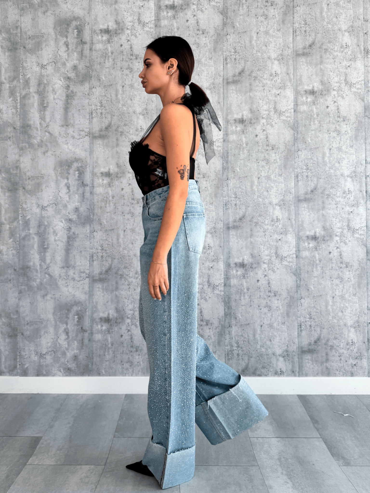 Jeans Diamonds Risvolto - Denim - SAINTH