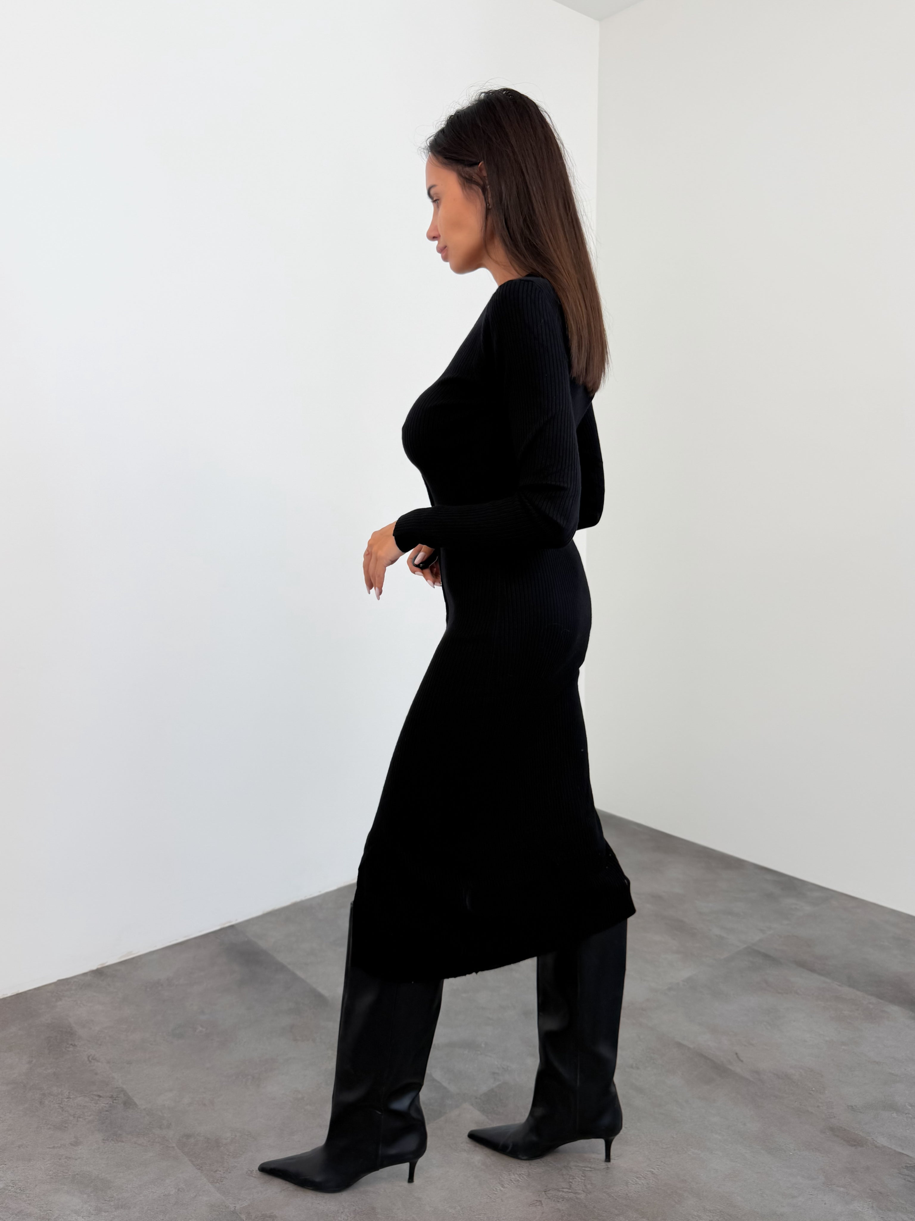 Abito Pull Bottoncini - Nero