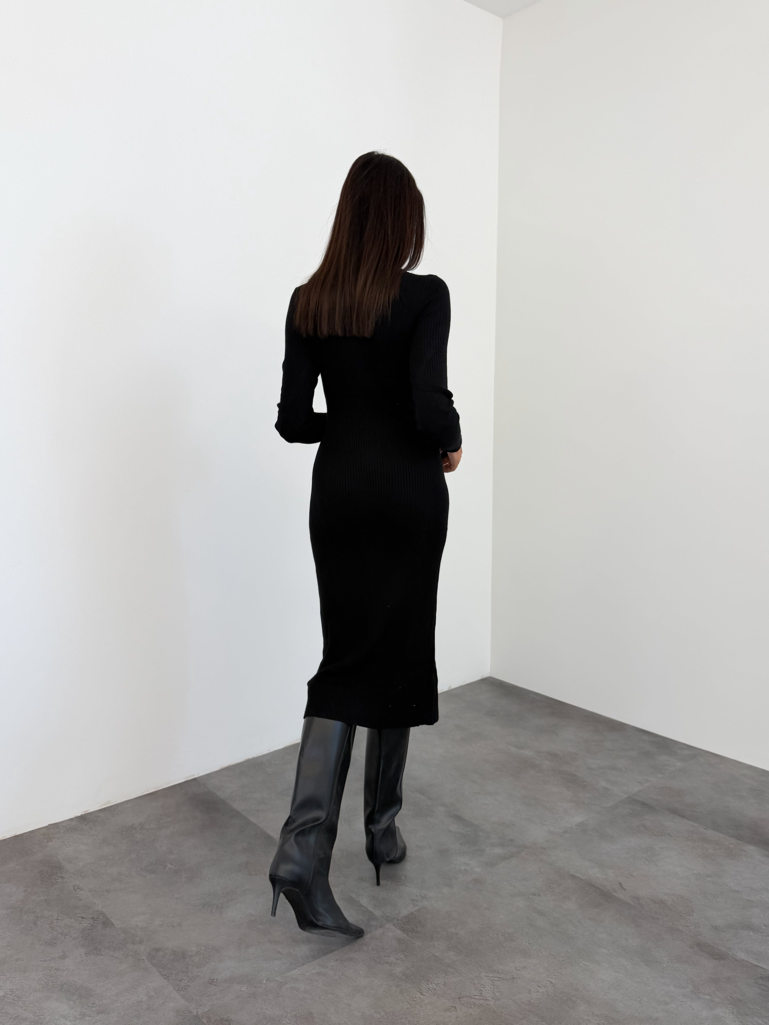 Abito Pull Bottoncini - Nero