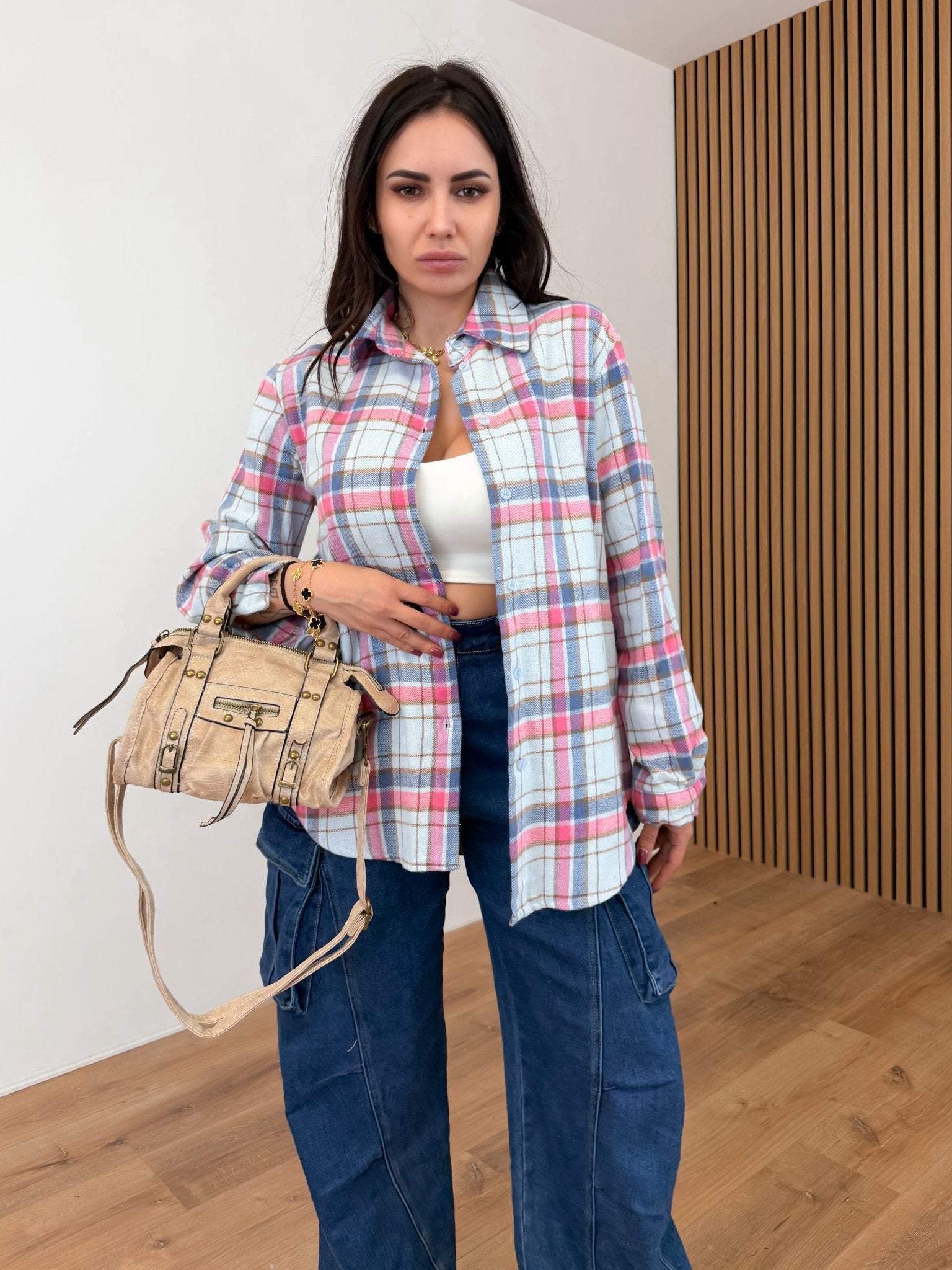 Maxi Camicia Farmer - Celeste e Fucsia - SAINTH