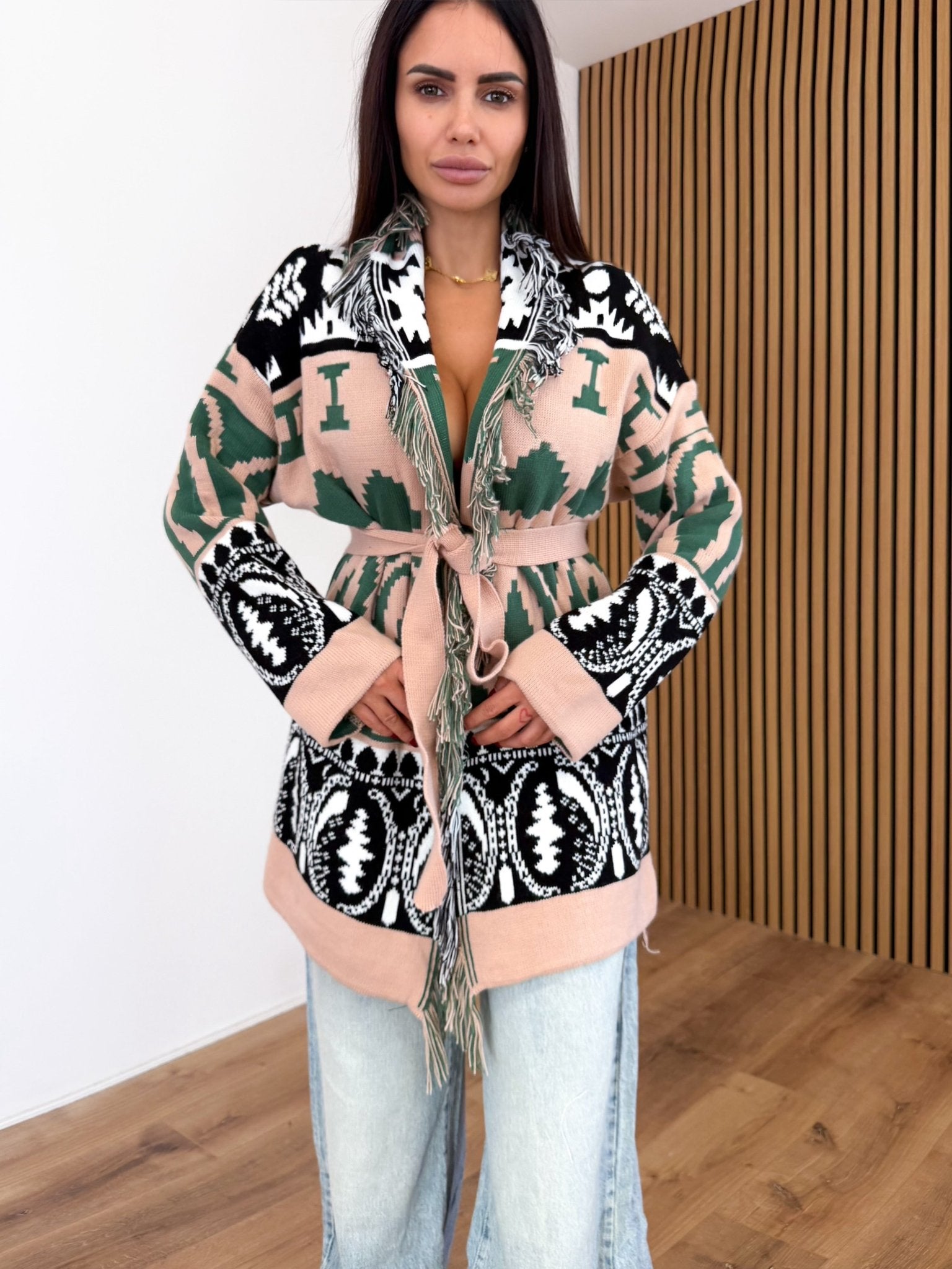 Cardigan Hindu - Cipria e Verde - SAINTH