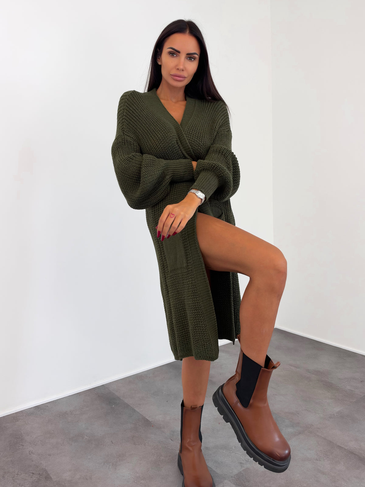 Cardigan Flamingo - Army Green