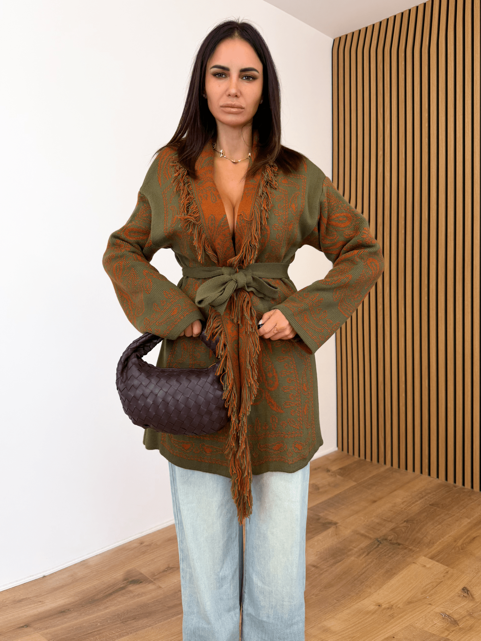 Cardigan Azteco - Army Green e Coccio - SAINTH