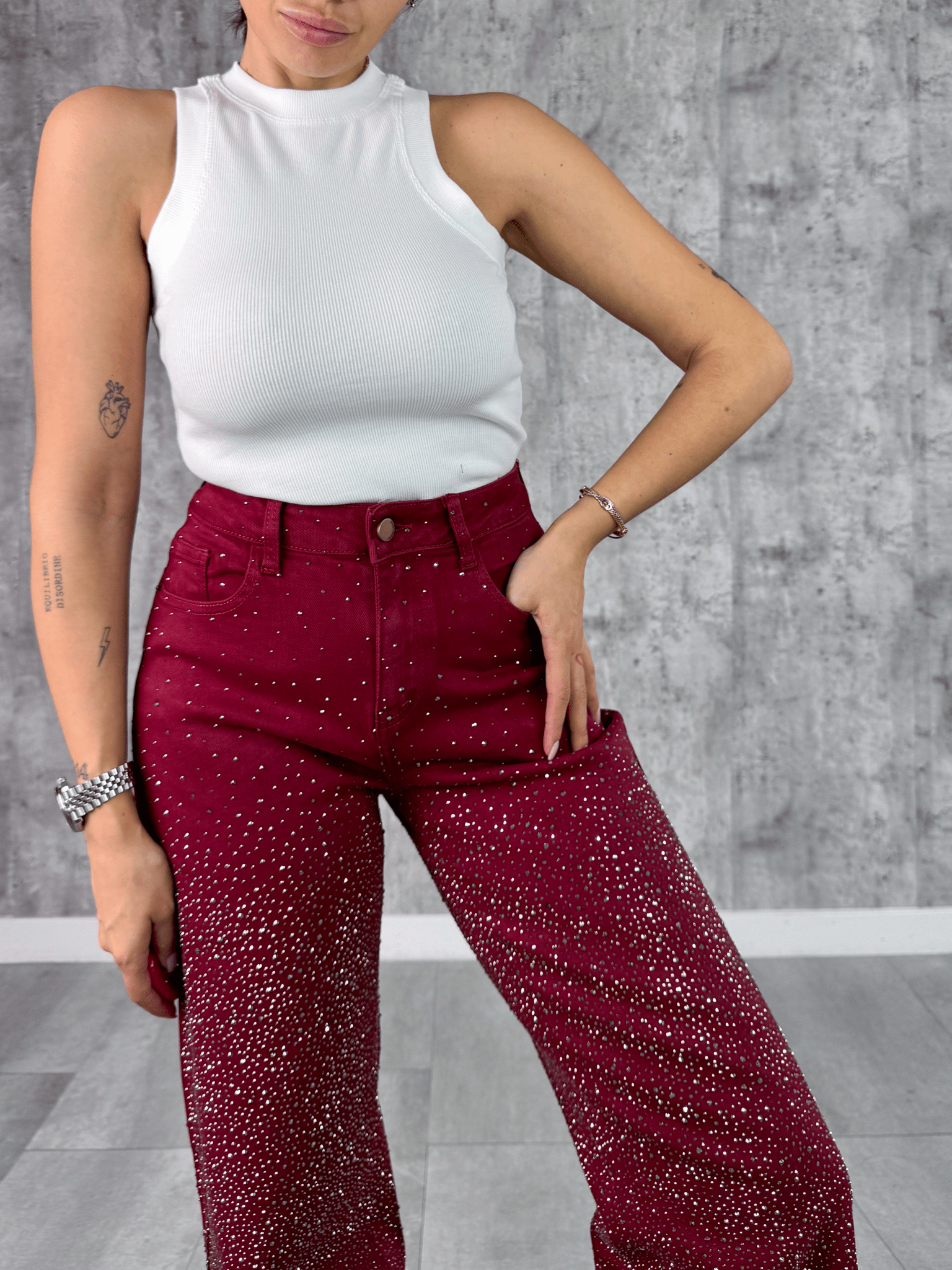 Jeans Best Diamonds - Bordeaux - SAINTH