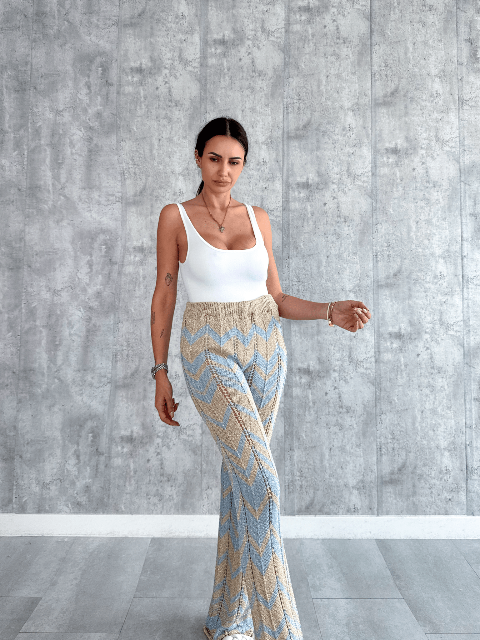 Pantalone Zigzag - Celeste - SAINTH