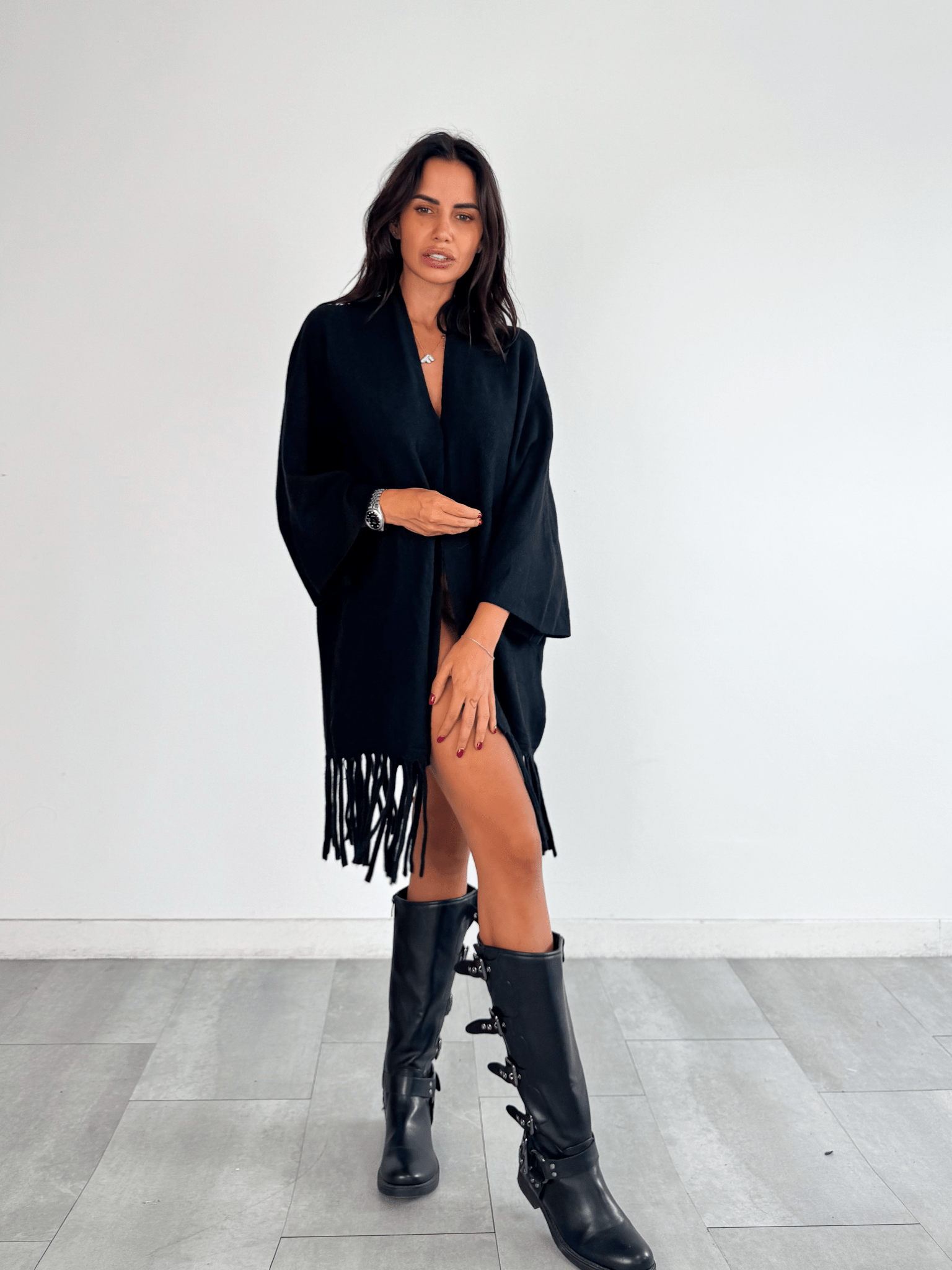 Cardigan Frange - Nero - SAINTH